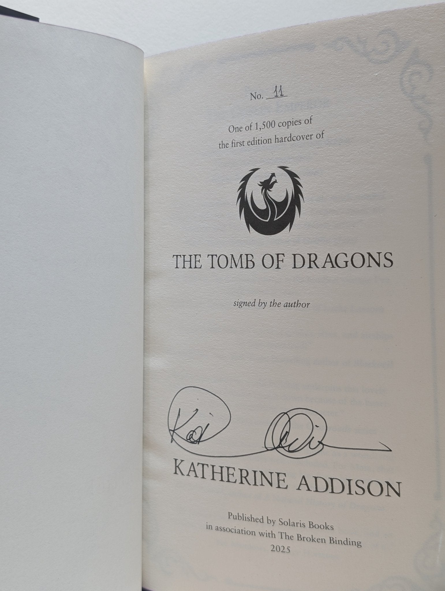 The Tomb of Dragons by Katherine Addison (Signed Special Edition with sprayed edges) - Fialta Books