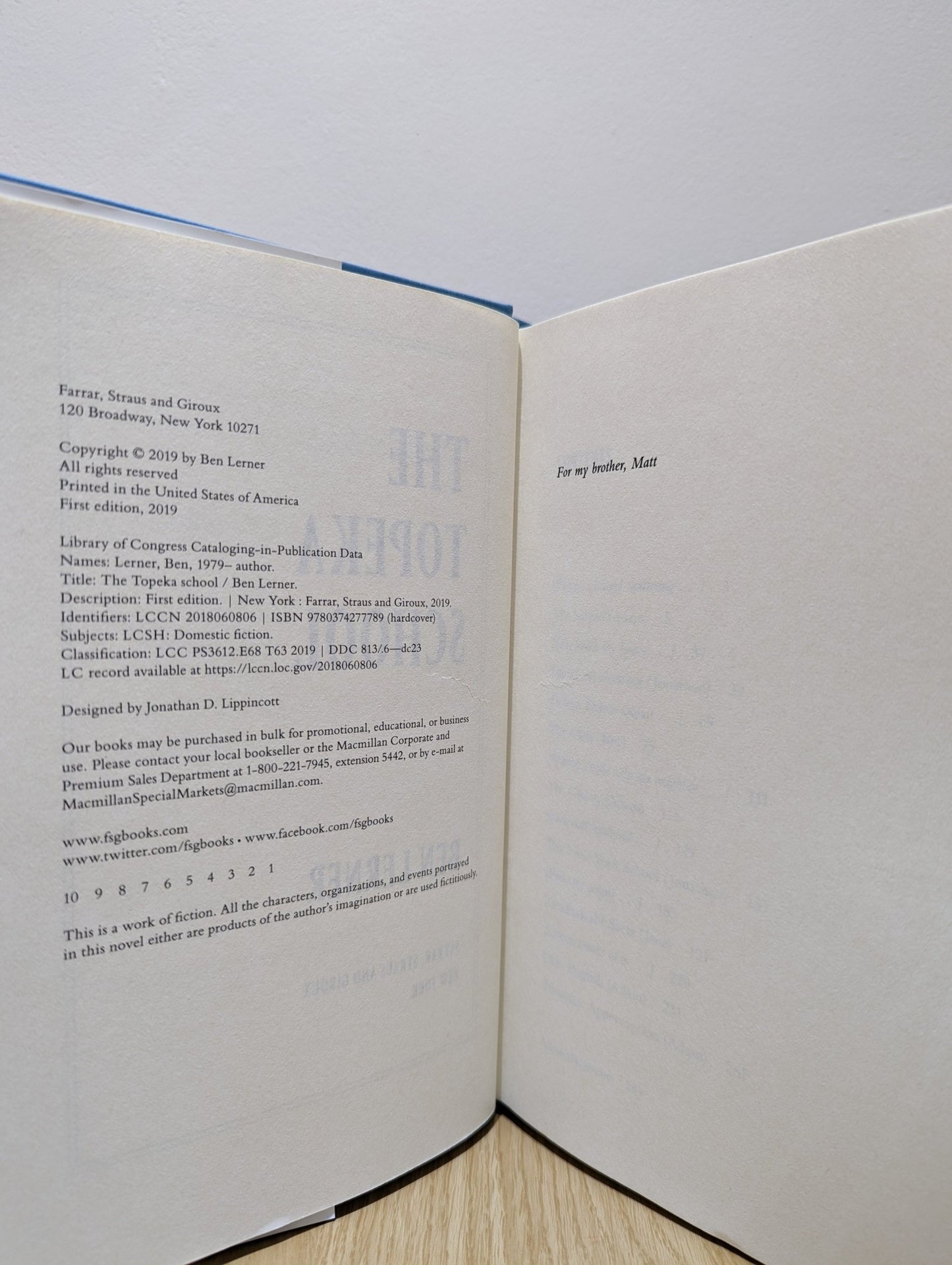 The Topeka School: A Novel by Ben Lerner (First Edition) - Fialta Books