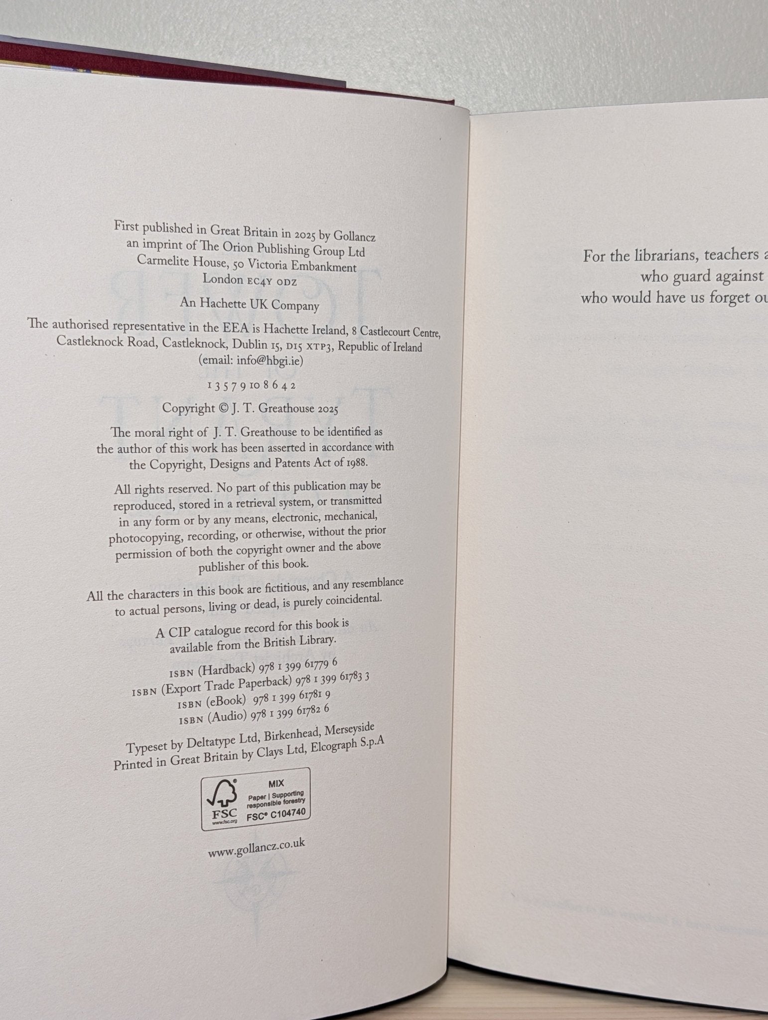 The Tower of the Tyrant by J.T. Greathouse (Signed First Edition with sprayed edges) - Fialta Books