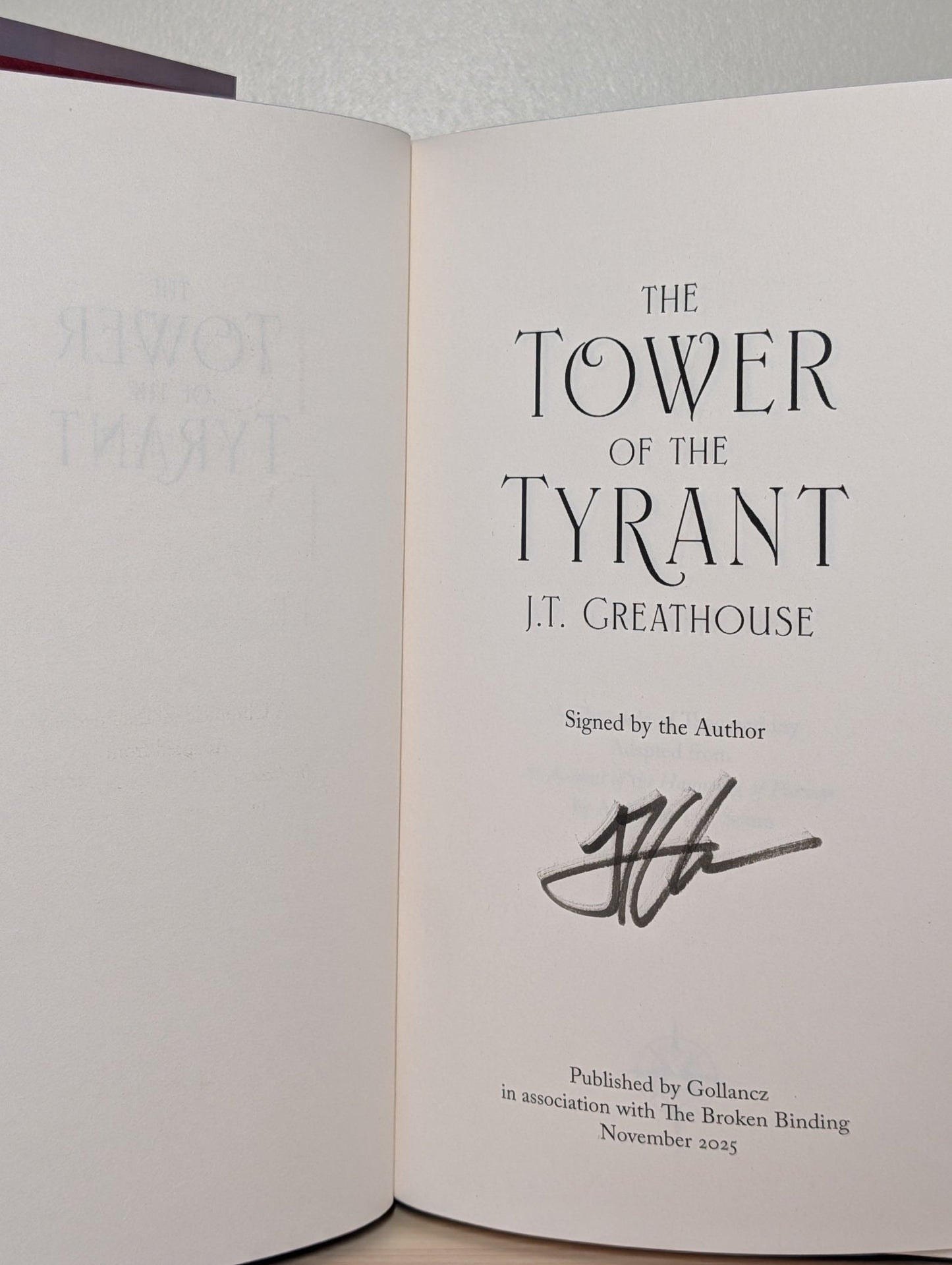 The Tower of the Tyrant by J.T. Greathouse (Signed First Edition with sprayed edges) - Fialta Books
