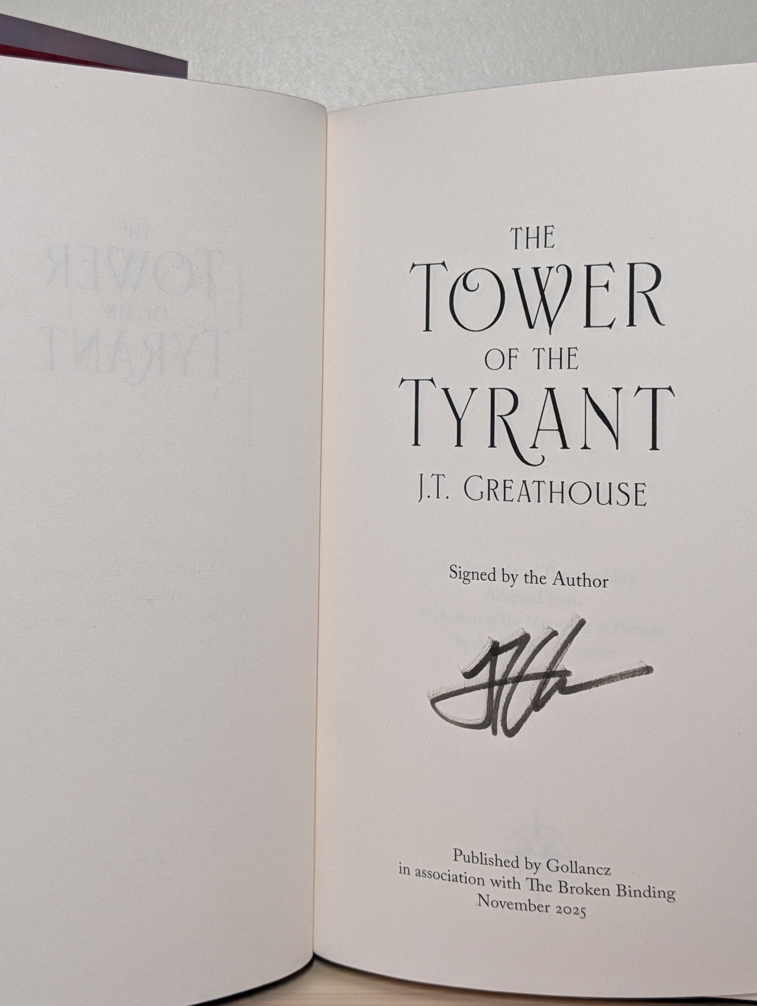 The Tower of the Tyrant by J.T. Greathouse (Signed First Edition with sprayed edges) - Fialta Books
