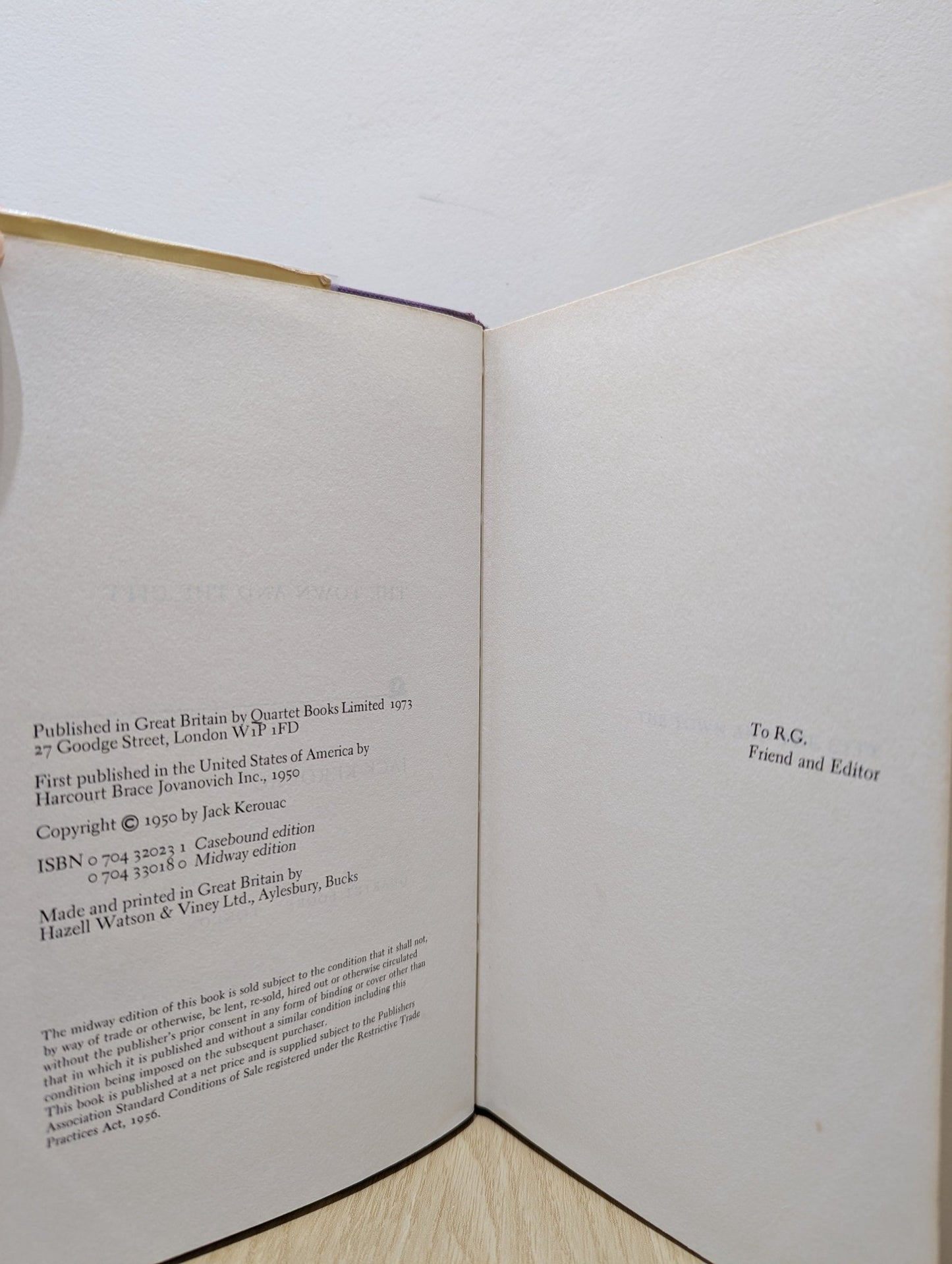 The Town and the City by Jack Kerouac (First UK Edition) - Fialta Books