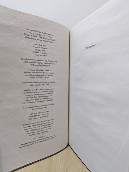 The Truth about the Harry Quebert Affair by Joel Dicker (Signed First Edition) - Fialta Books