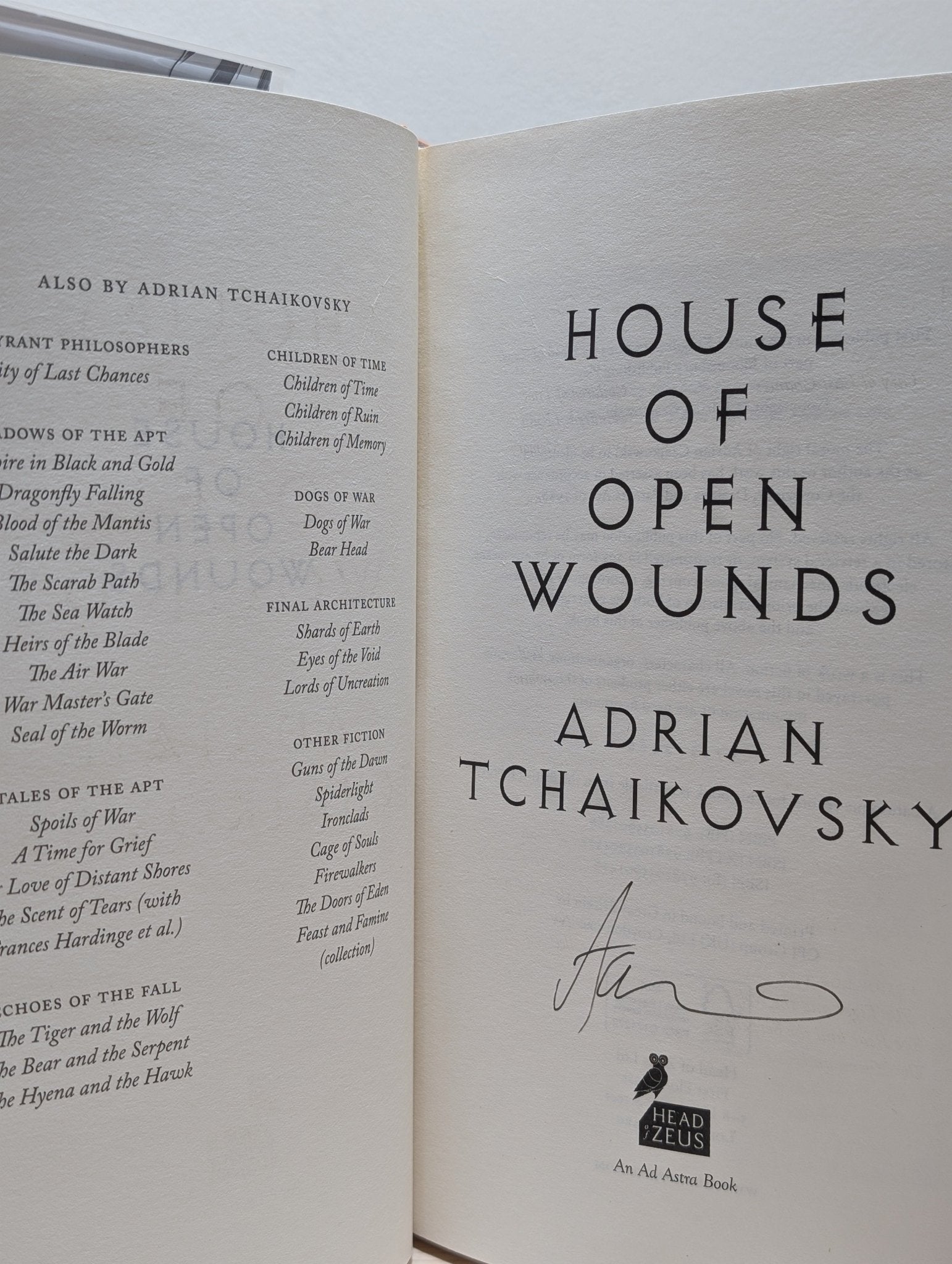 The Tyrant Philosophers 1 - 3: City of Last Chances; House of Open Wounds; Days of Shattered Faith by Adrian Tchaikovsky (Signed First Edition Set) - Fialta Books