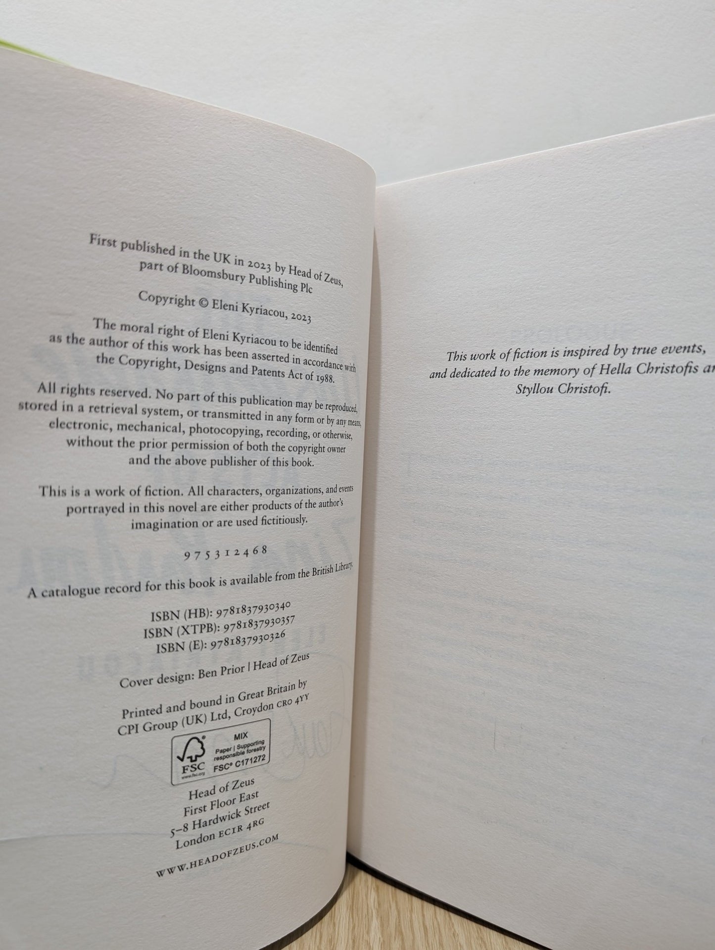 The Unspeakable Acts of Zina Pavlou by Eleni Kyriacou (Signed First Edition) - Fialta Books