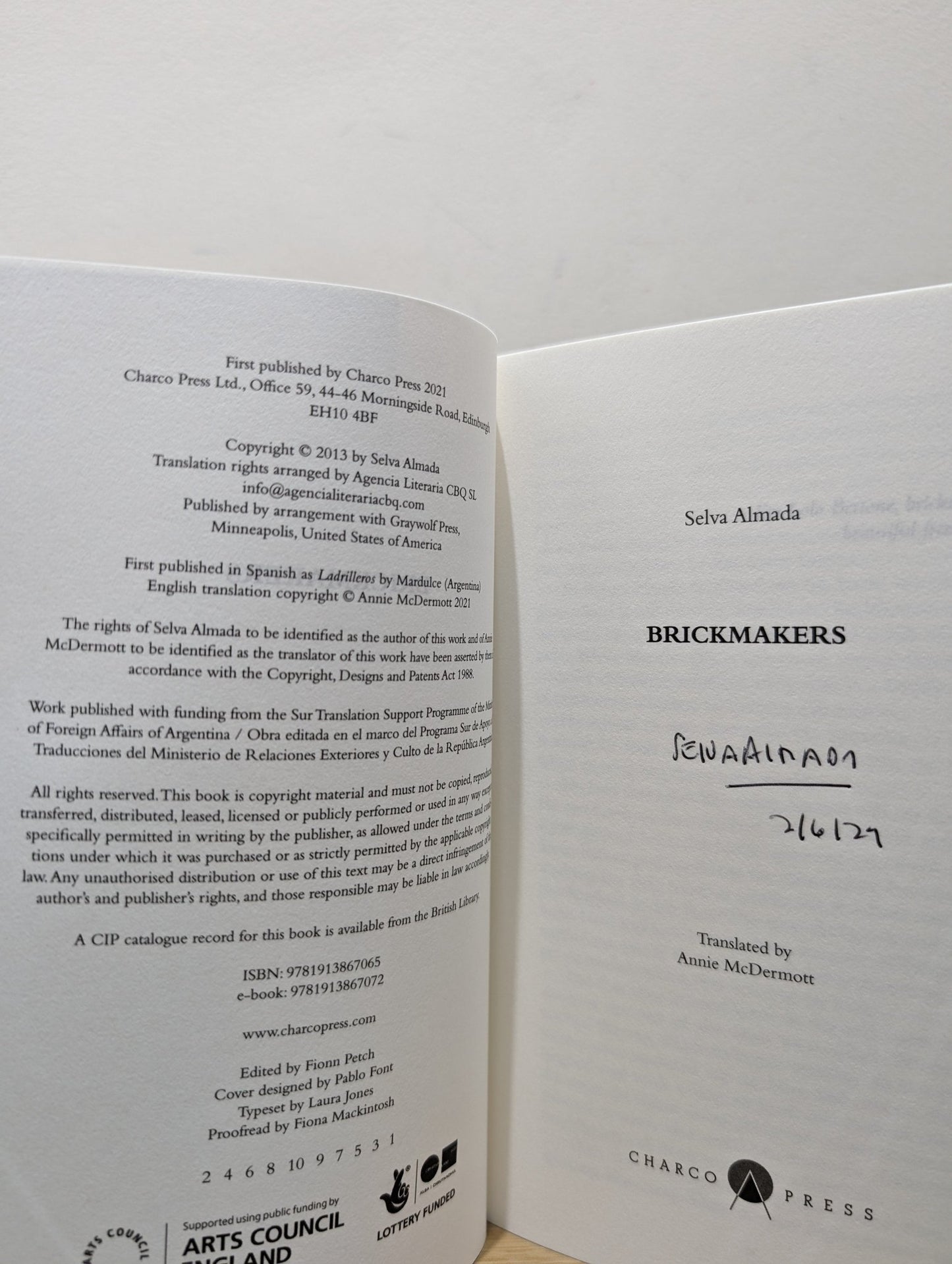 The Wind That Lays Waste; Brickmakers; Not a River by Selva Almada (Signed Dated by Author) - Fialta Books