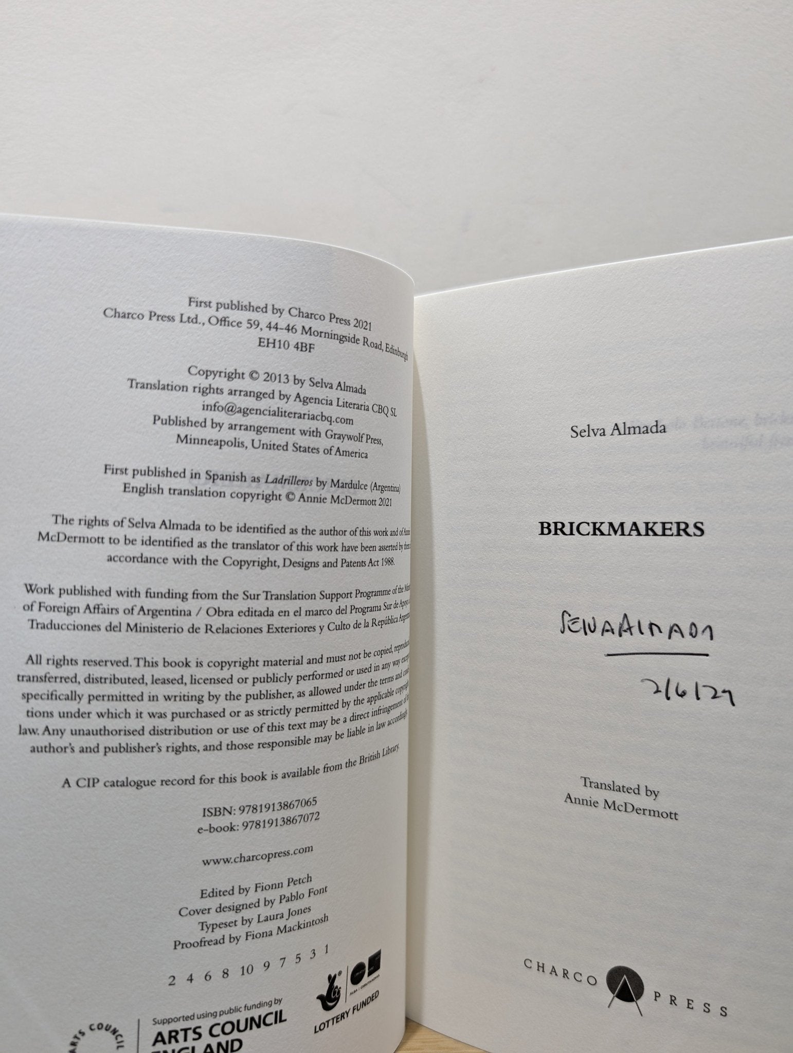 The Wind That Lays Waste; Brickmakers; Not a River by Selva Almada (Signed Dated by Author) - Fialta Books