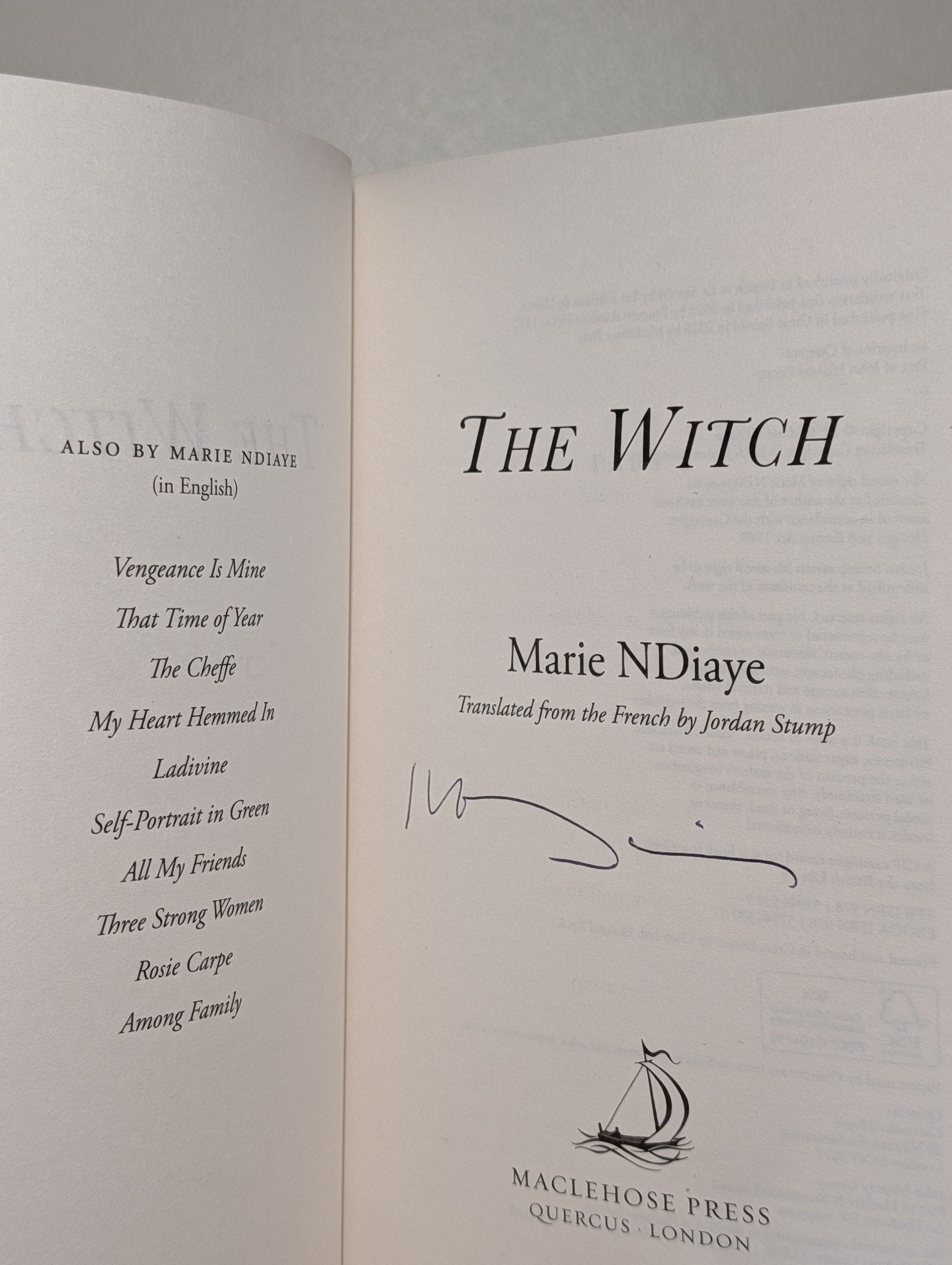The Witch by Marie NDiaye (Signed) - Fialta Books