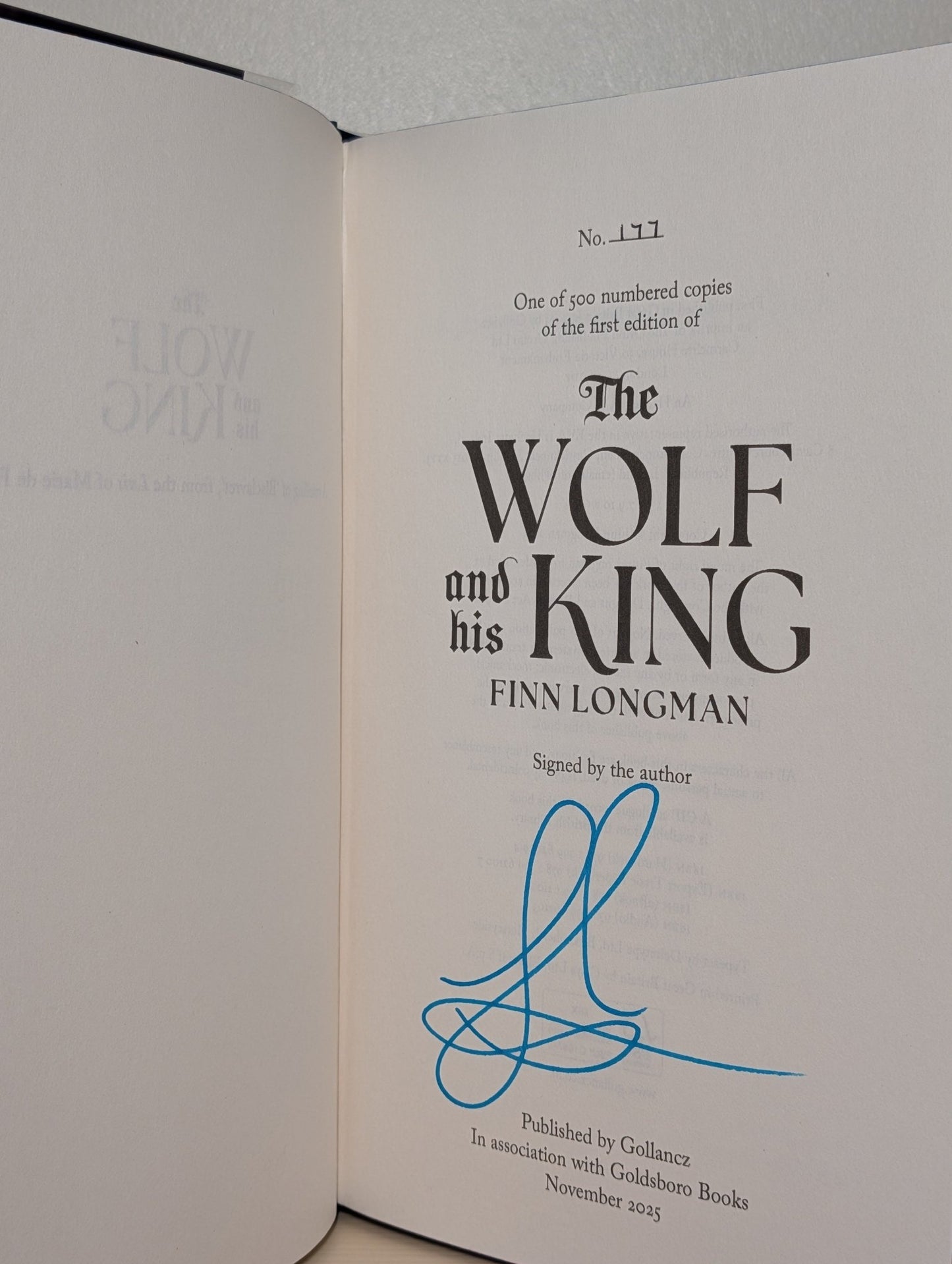 The Wolf and His King by Finn Longman (Signed Numbered Edition with sprayed edges) - Fialta Books
