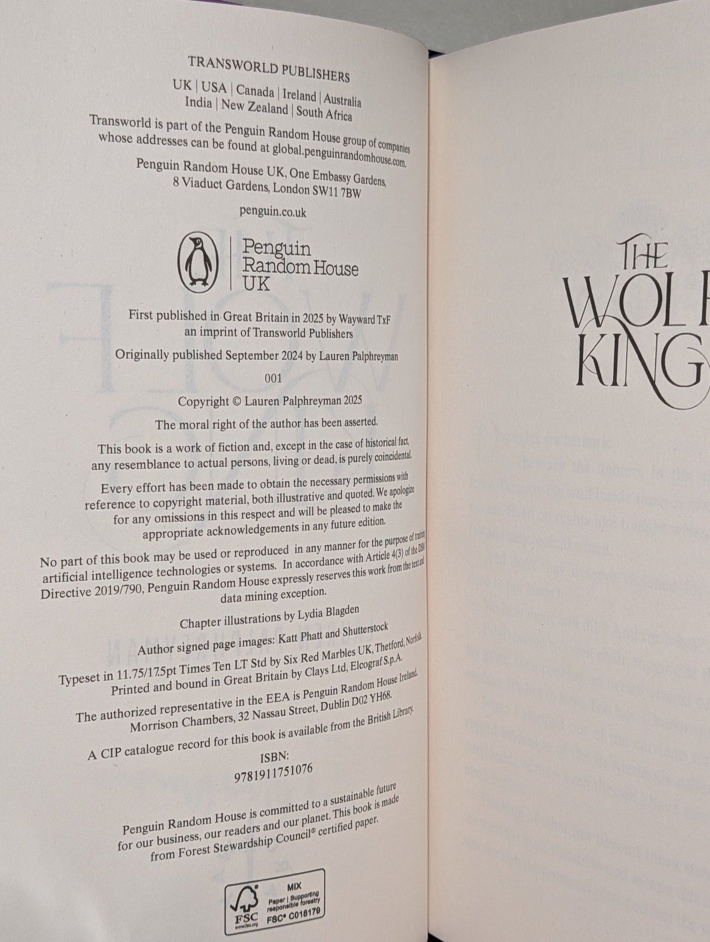 The Wolf King; Night Prince by Lauren Palphreyman (Signed with sprayed edges) - Fialta Books