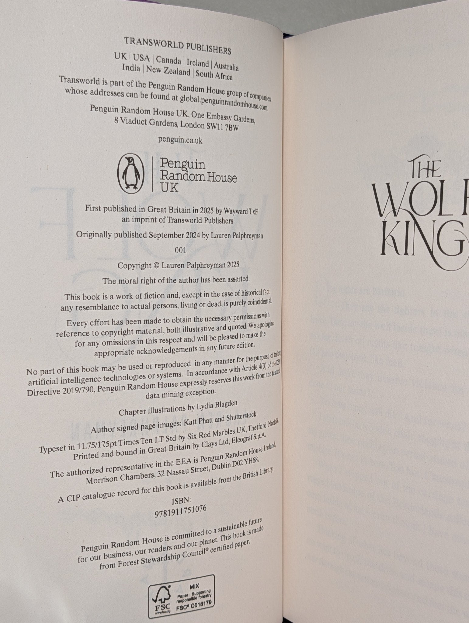 The Wolf King; Night Prince by Lauren Palphreyman (Signed with sprayed edges) - Fialta Books