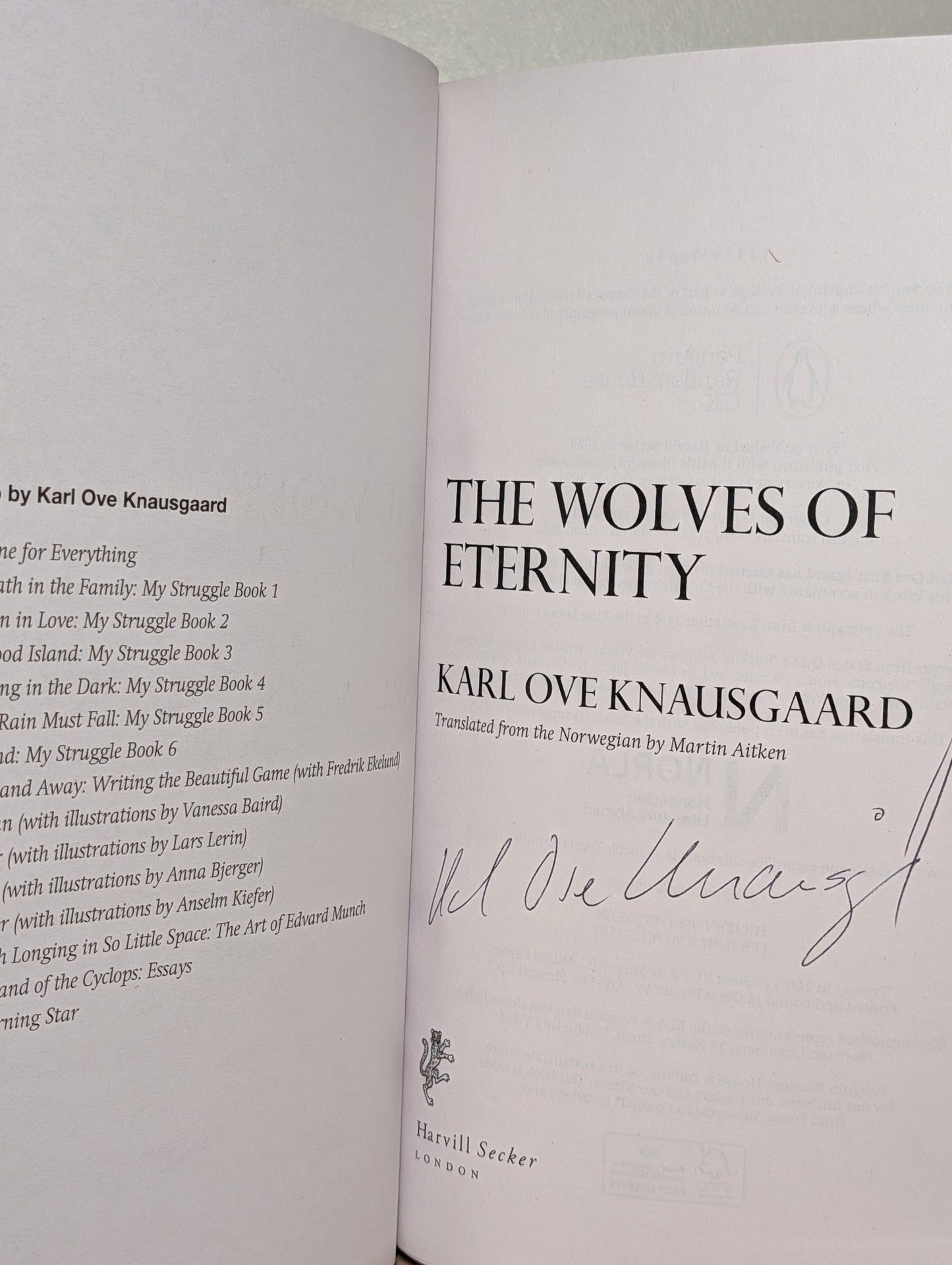 The Wolves of Eternity by Karl Ove Knausgaard (Signed First Edition) - Fialta Books