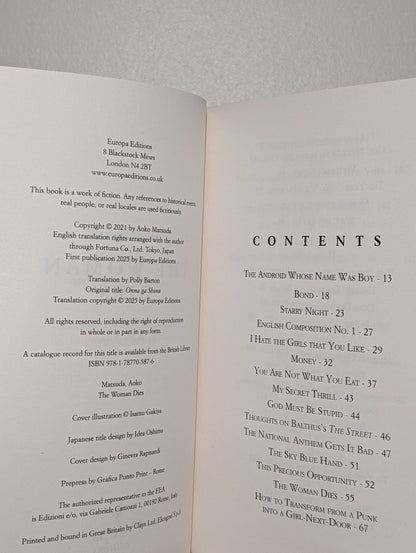 The Woman Dies by Aoko Matsuda (Double Signed First Edition) - Fialta Books