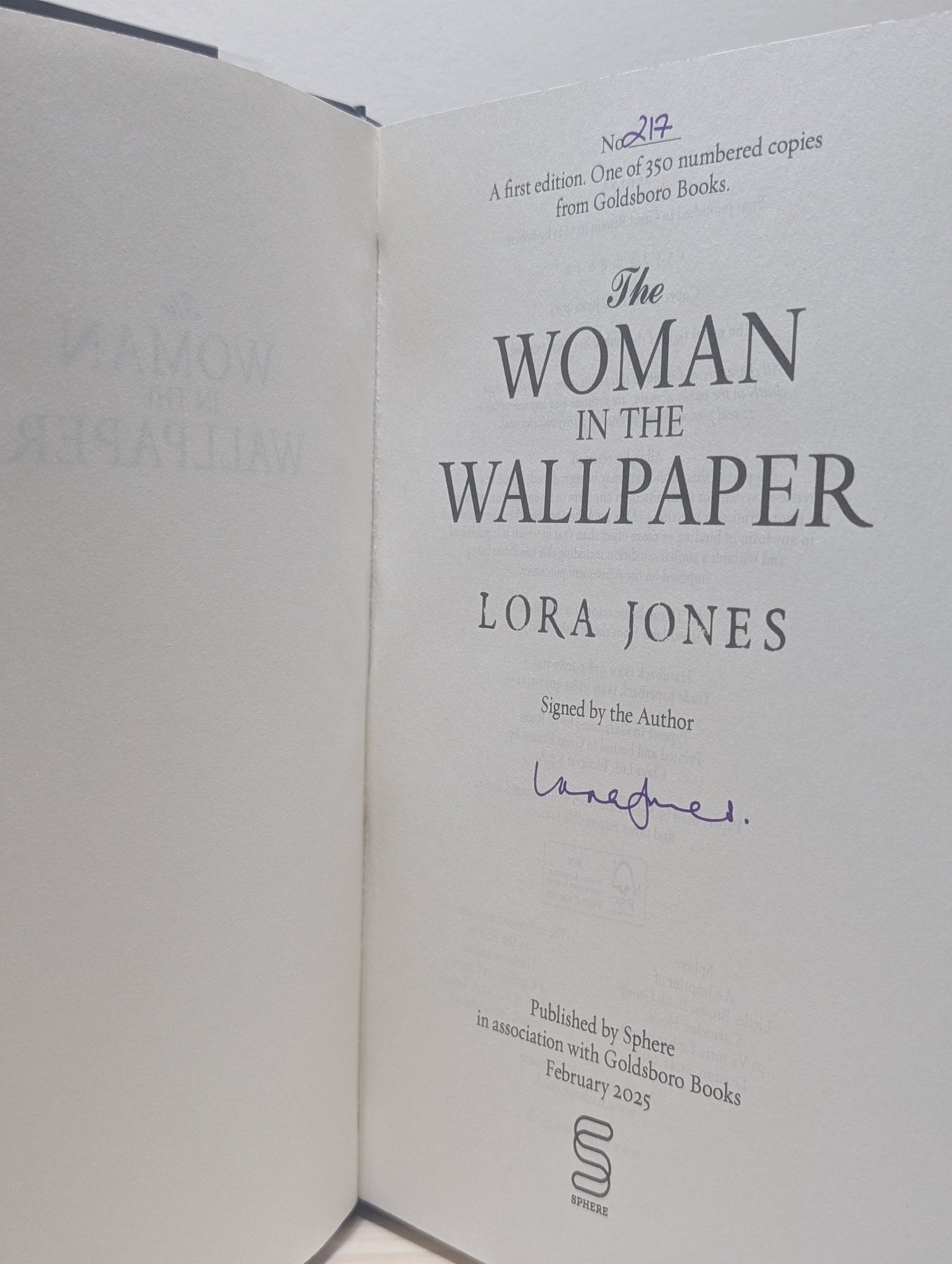 The Woman In The Wallpaper by Lora Jones (Signed Numbered First Edition with sprayed edges) - Fialta Books
