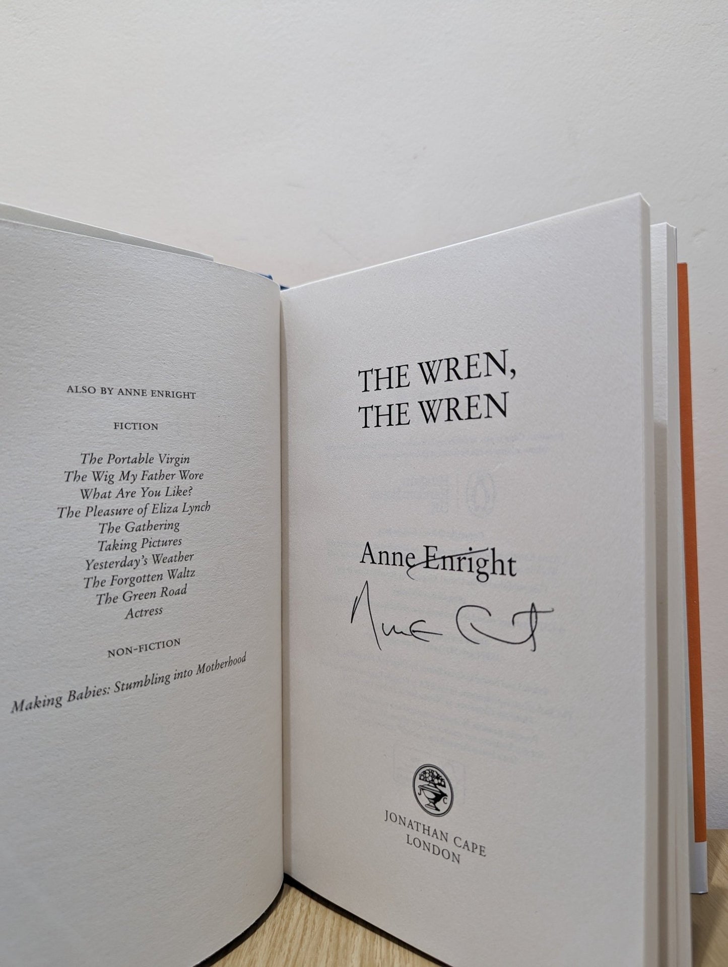 The Wren, The Wren by Anne Enright (Signed First Edition) - Fialta Books