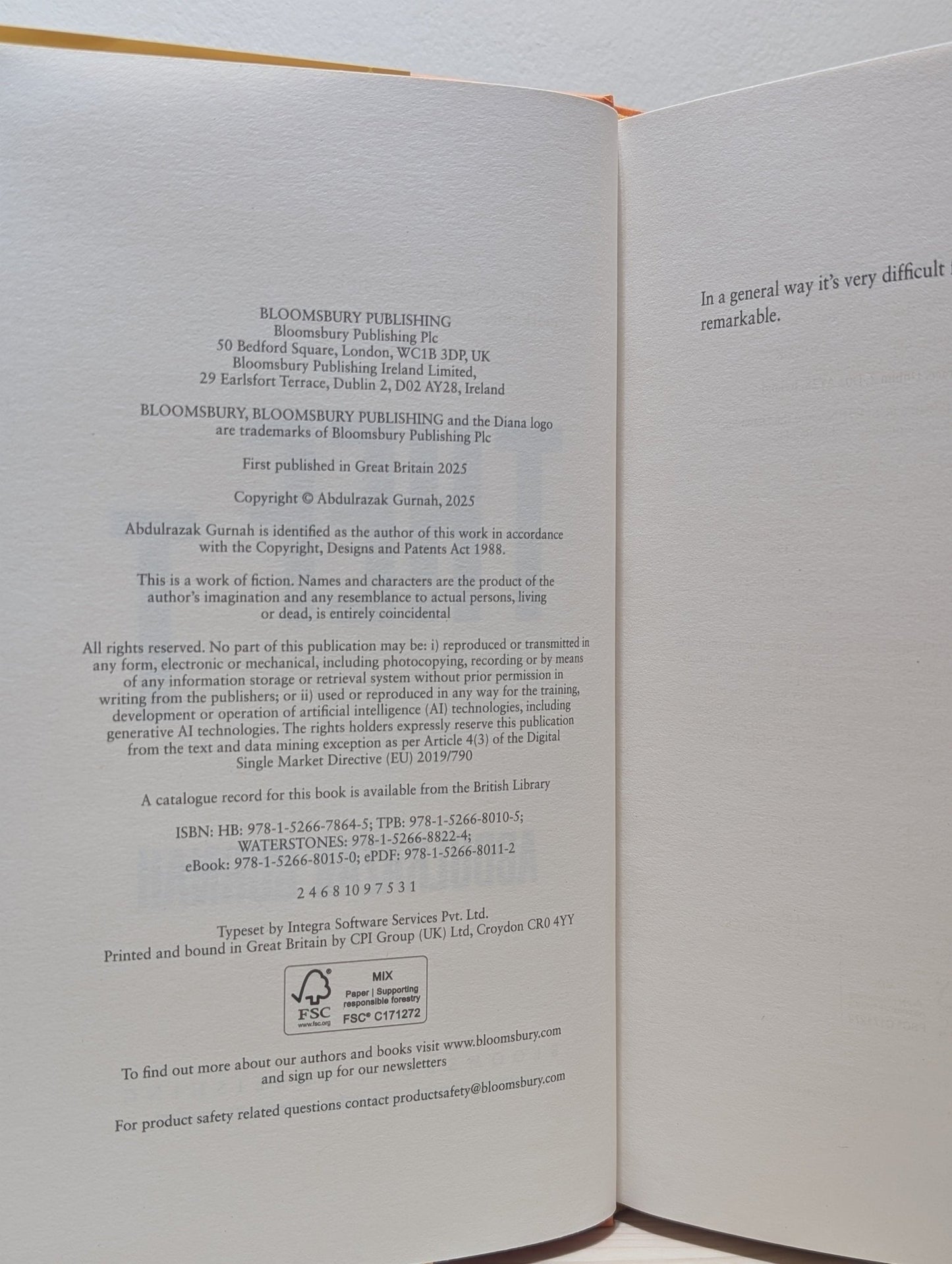 Theft by Abdulrazak Gurnah (Signed First Edition) - Fialta Books