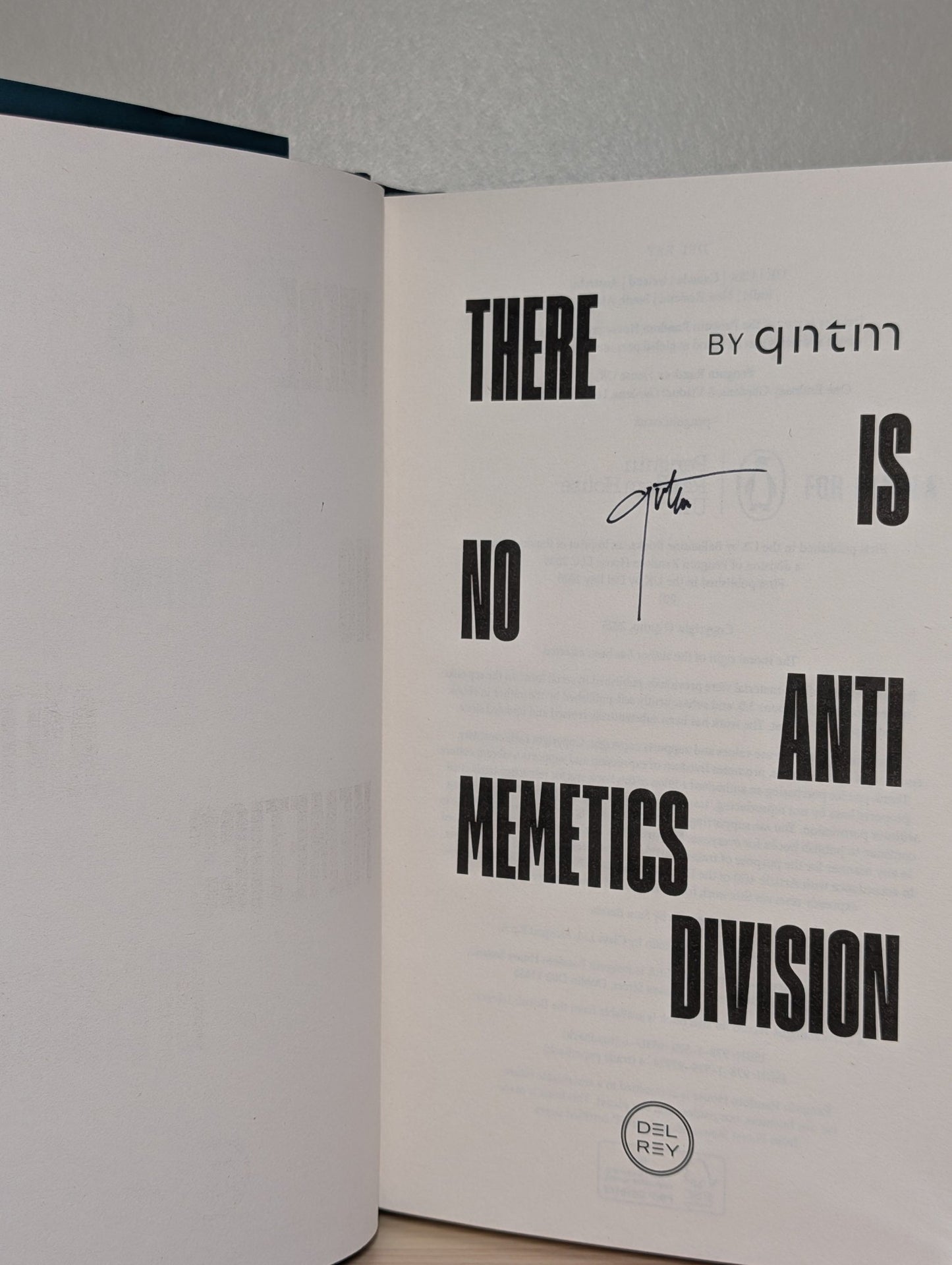 There Is No Antimemetics Division by Qntm (Signed First Edition) - Fialta Books