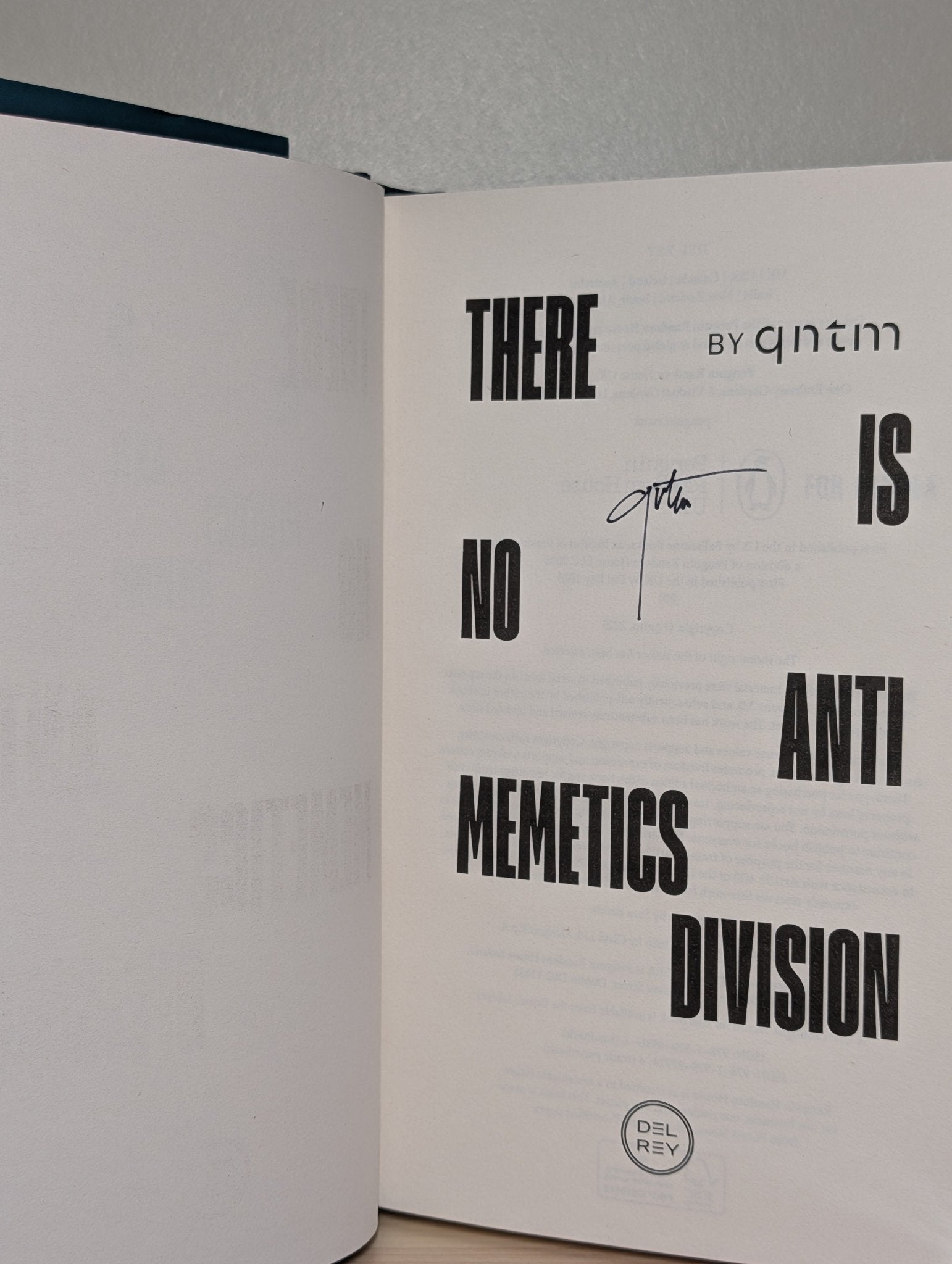 There Is No Antimemetics Division by Qntm (Signed First Edition) - Fialta Books