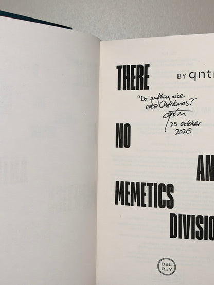 There Is No Antimemetics Division by Qntm (Signed Lined First Edition) - Fialta Books