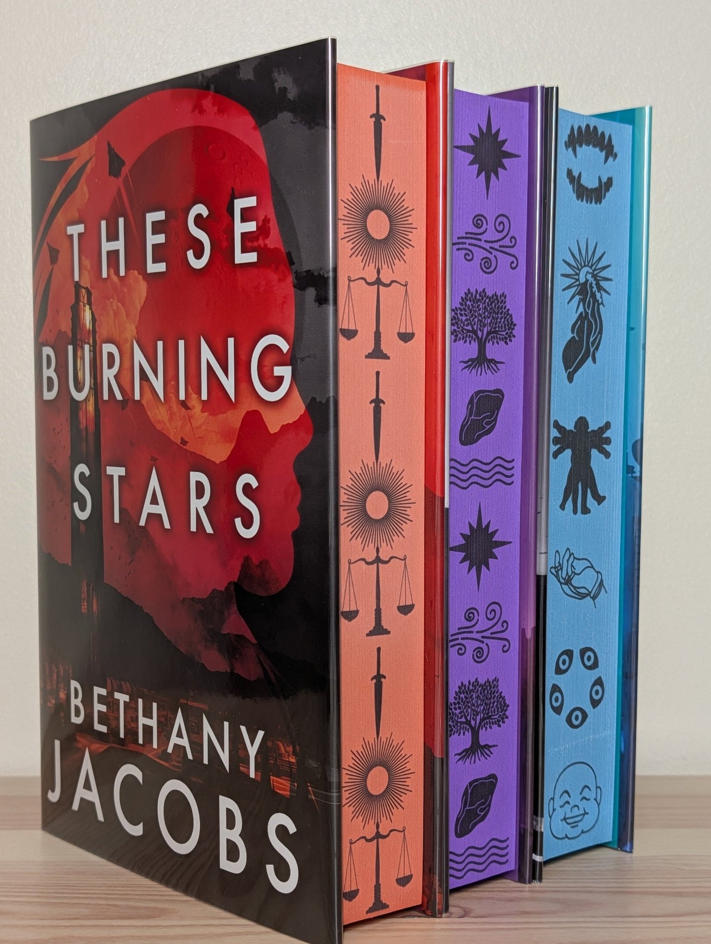 These Burning Stars; On Vicious Worlds; This Brutal Moon by Bethany Jacobs (Signed with sprayed edges) - Fialta Books