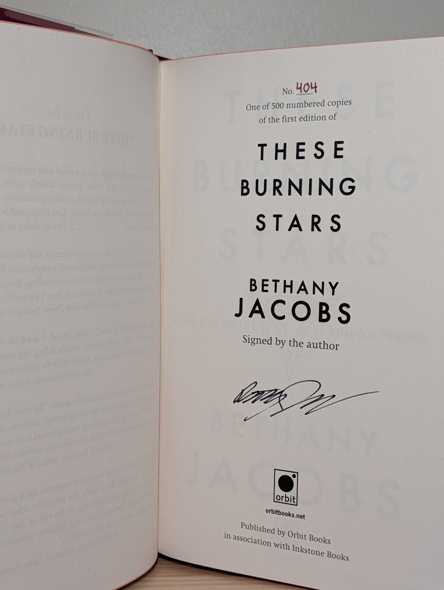 These Burning Stars; On Vicious Worlds; This Brutal Moon by Bethany Jacobs (Signed with sprayed edges) - Fialta Books