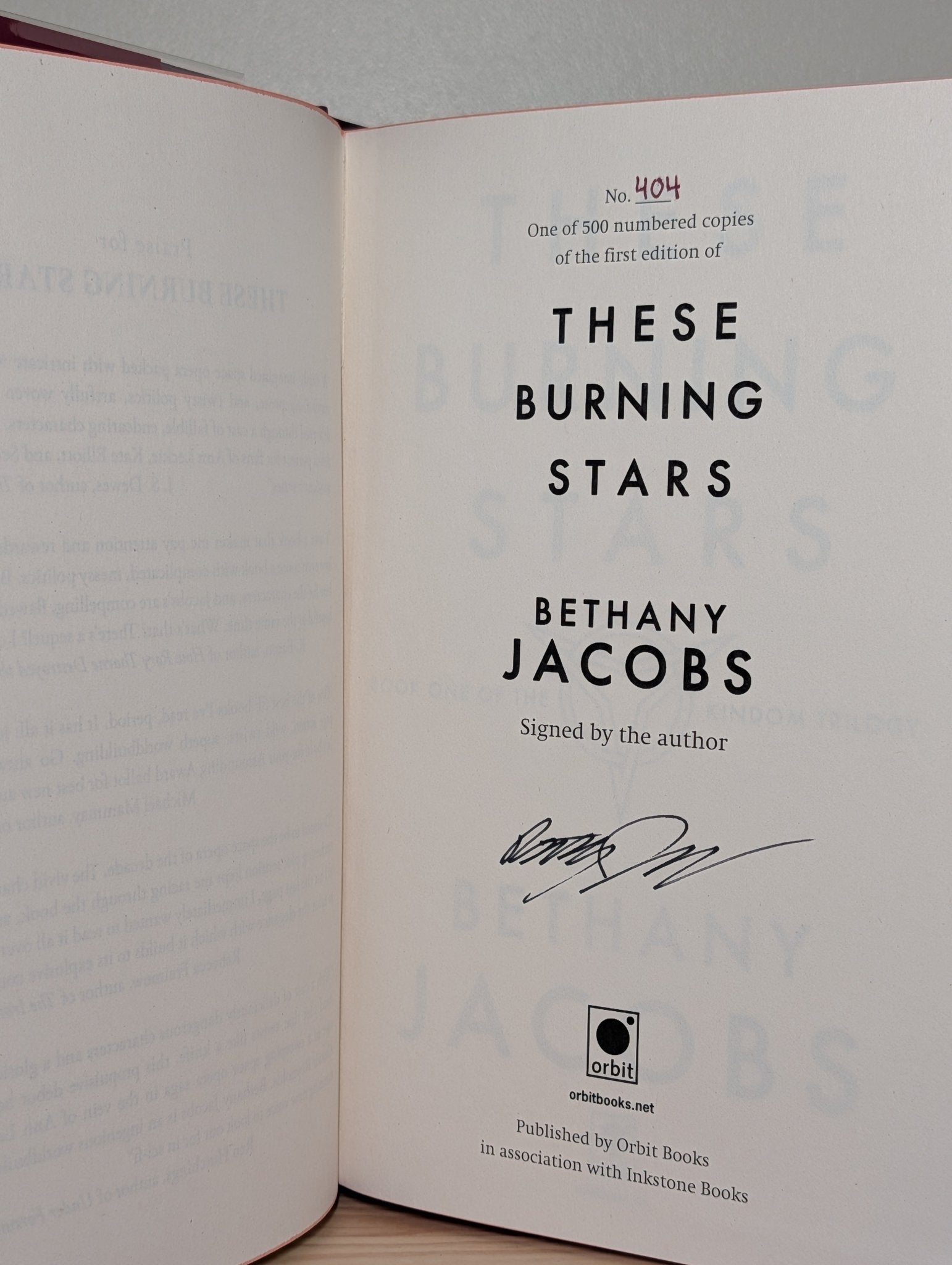 These Burning Stars; On Vicious Worlds; This Brutal Moon by Bethany Jacobs (Signed with sprayed edges) - Fialta Books