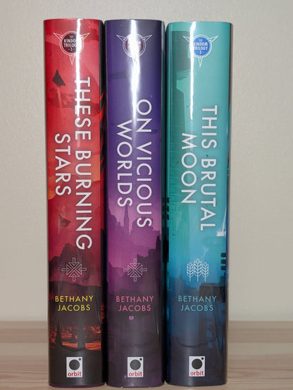 These Burning Stars; On Vicious Worlds; This Brutal Moon by Bethany Jacobs (Signed with sprayed edges) - Fialta Books