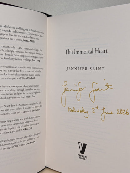 This Immortal Heart by Jennifer Saint (Signed Dated First Edition) - Fialta Books