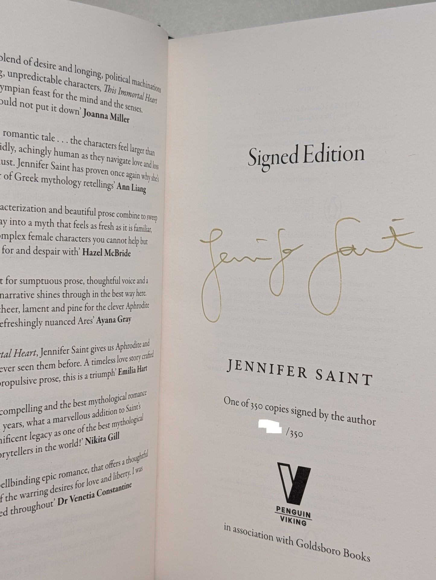 This Immortal Heart by Jennifer Saint (Signed First Edition with sprayed edges) - Fialta Books