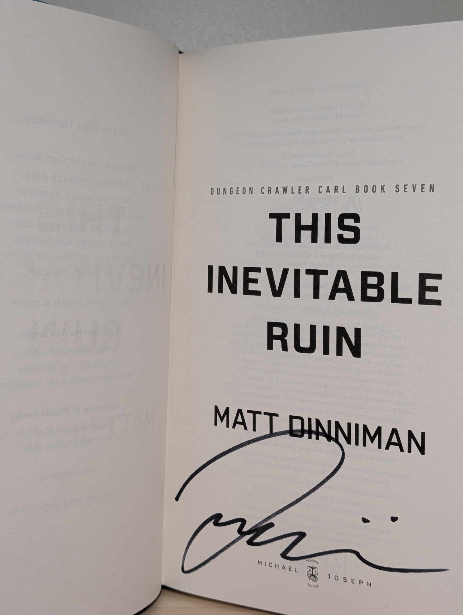 This Inevitable Ruin: Dungeon Crawler Carl Book 7 by Matt Dinniman (Signed First Edition) - Fialta Books
