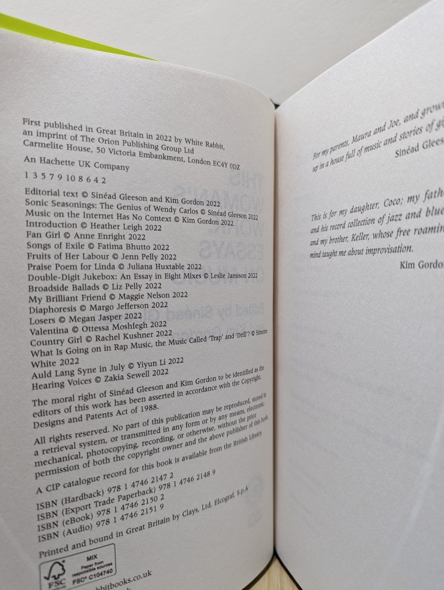 This Woman's Work: Essays on Music by Kim Sinead Gleeson Gordon (Signed First Edition) - Fialta Books