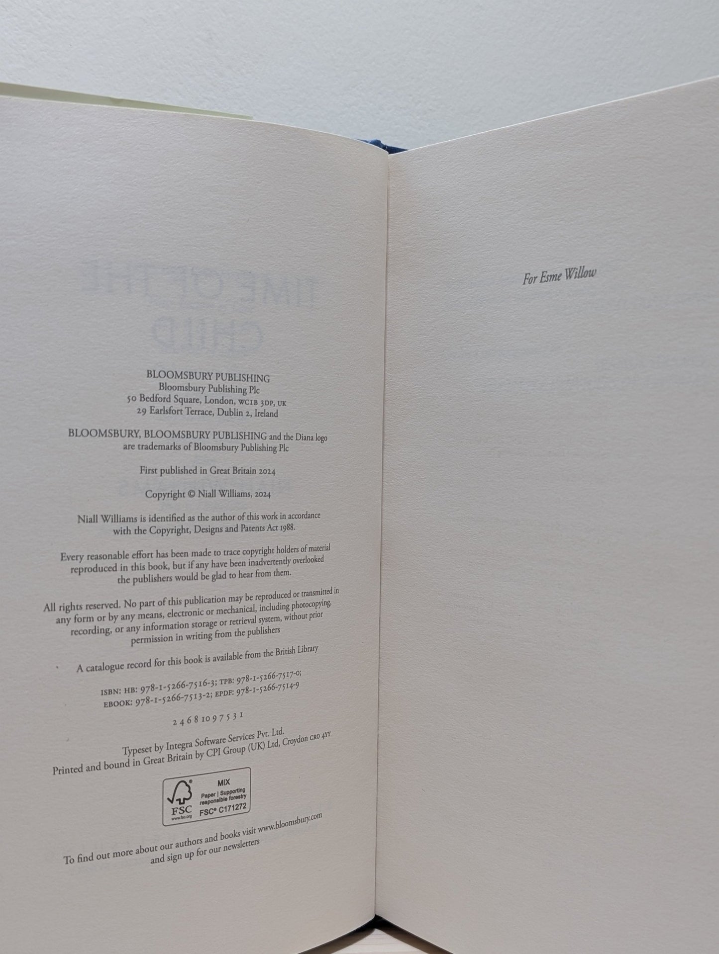 Time of the Child by Niall Williams (First Edition) - Fialta Books