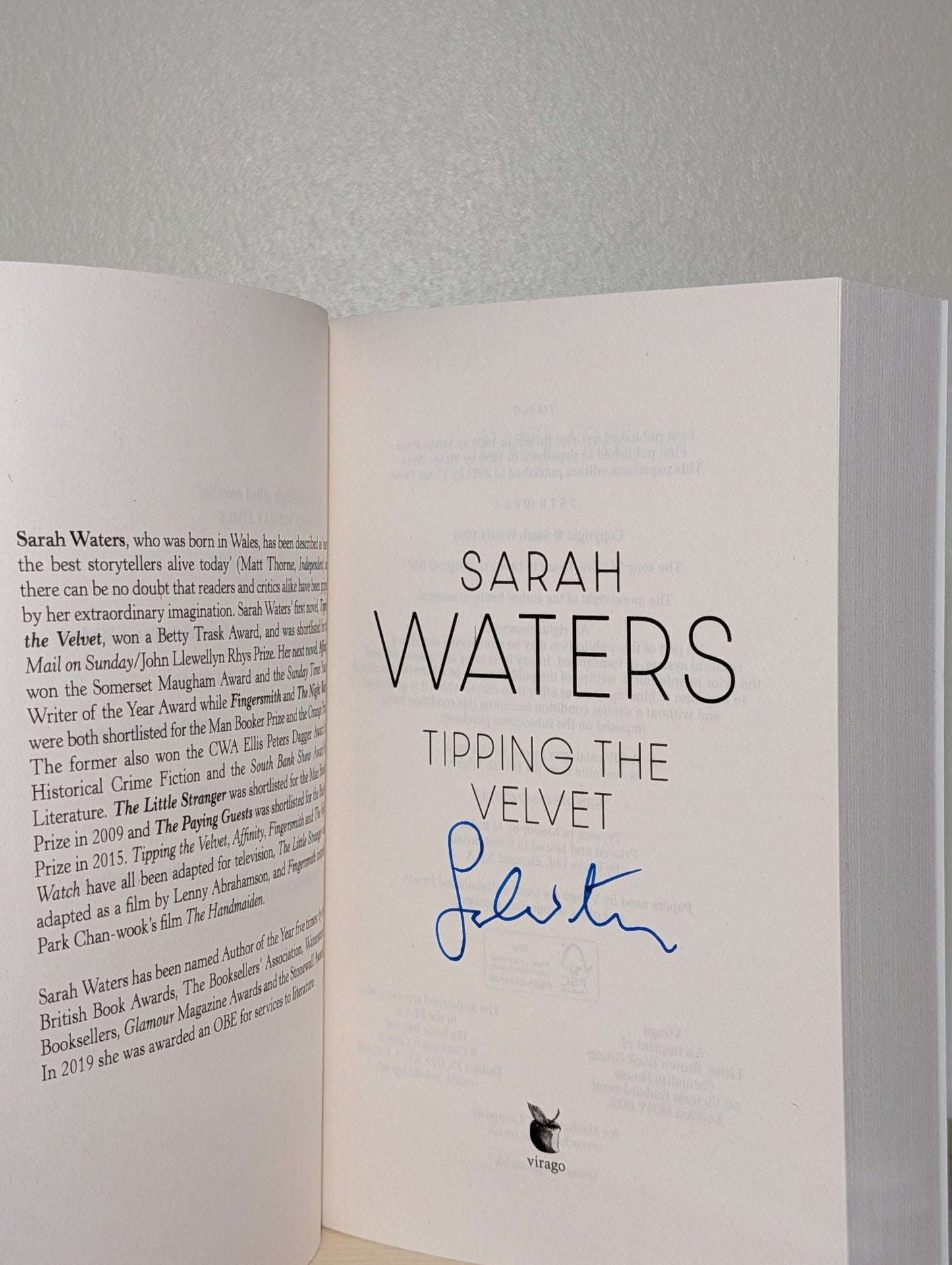 Tipping The Velvet by Sarah Waters (Signed Paperback Edition) - Fialta Books