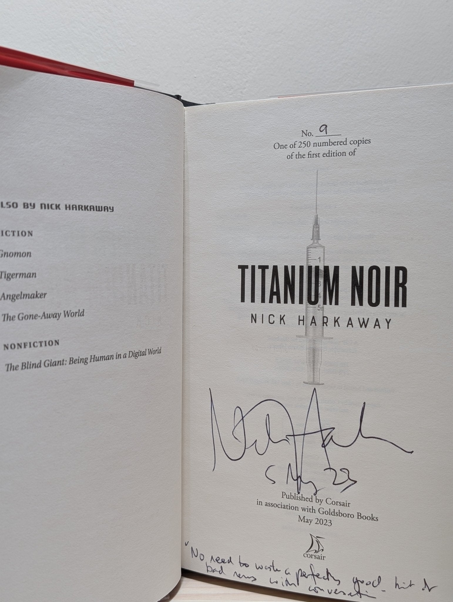 Titanium Noir; Sleeper Beach by Nick Harkaway (Signed Numbered First Edition) - Fialta Books