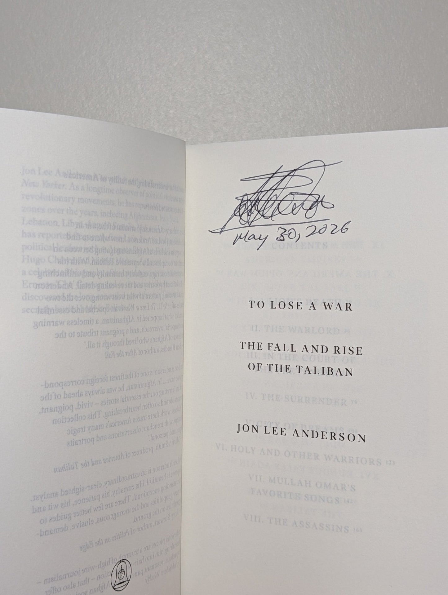 To Lose a War by Jon Lee Anderson (Signed Dated First Edition) - Fialta Books