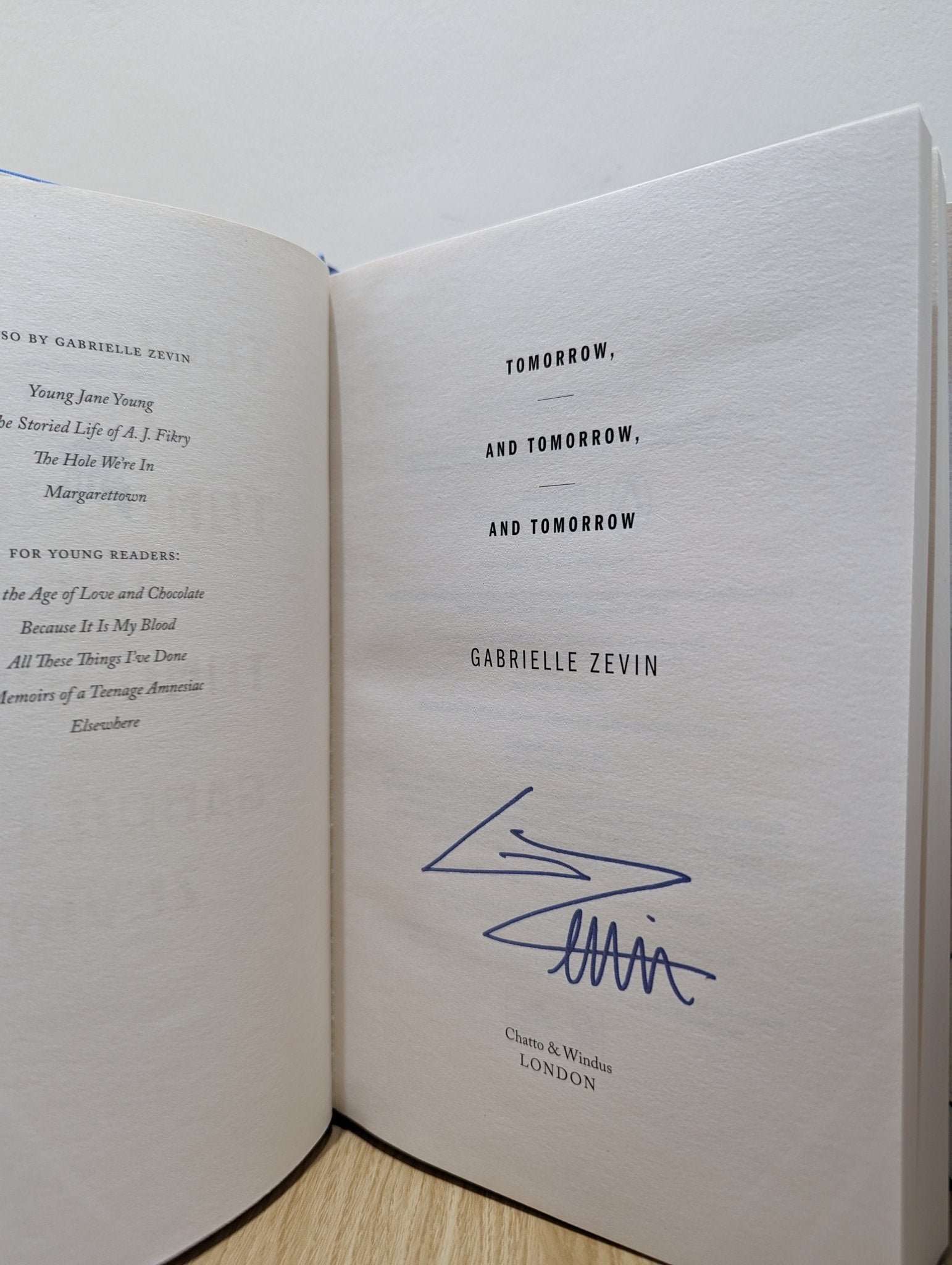 Tomorrow, and Tomorrow, and Tomorrow by Gabrielle Zevin (Signed First Edition) - Fialta Books