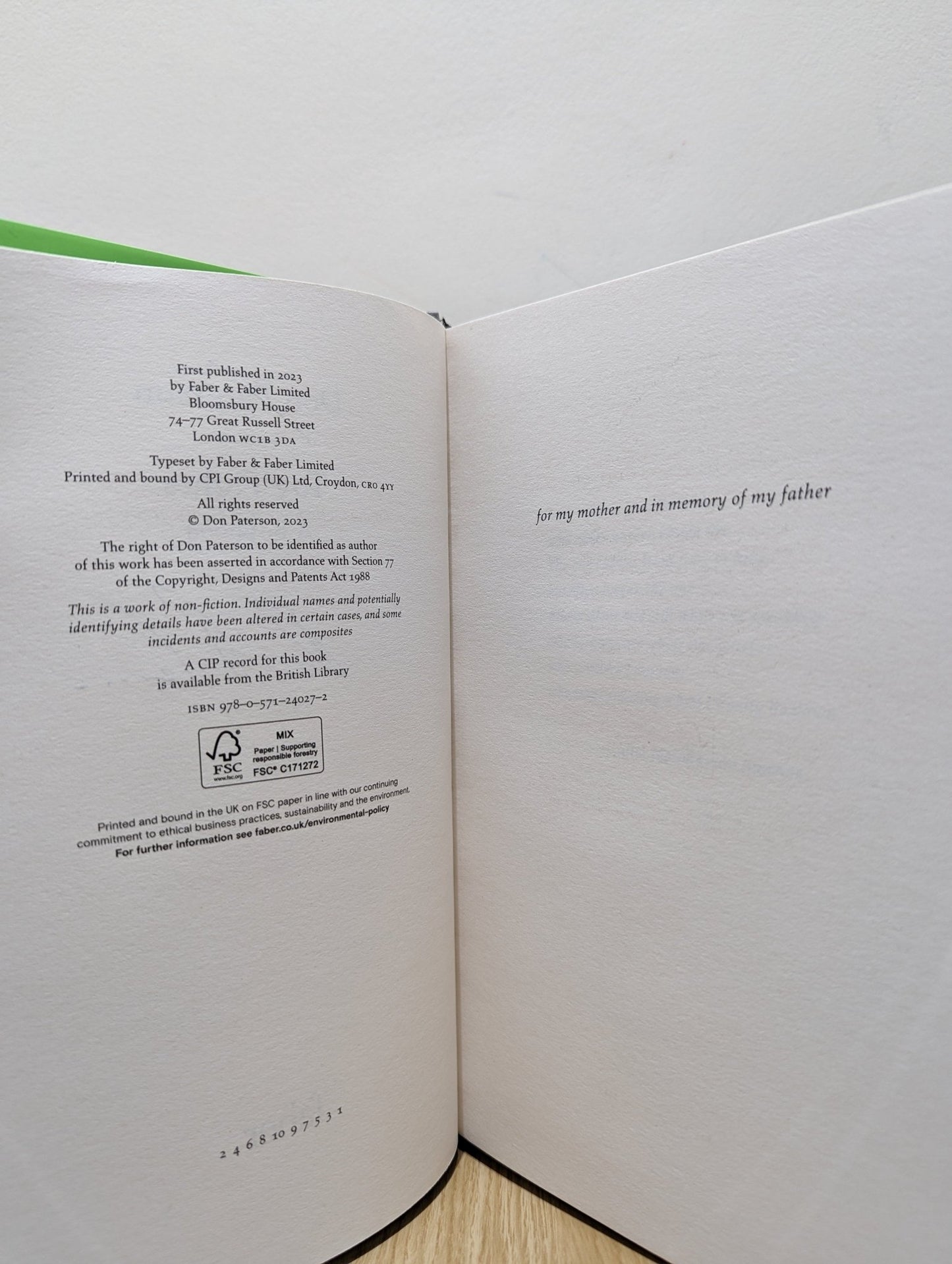 Toy Fights: A Boyhood by Don Paterson (Signed First Edition) - Fialta Books