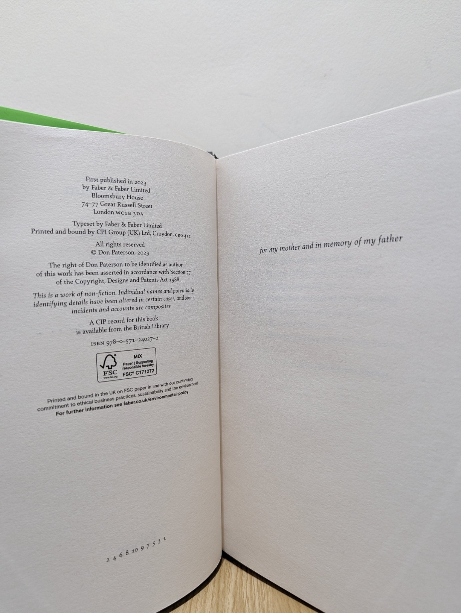 Toy Fights: A Boyhood by Don Paterson (Signed First Edition) - Fialta Books