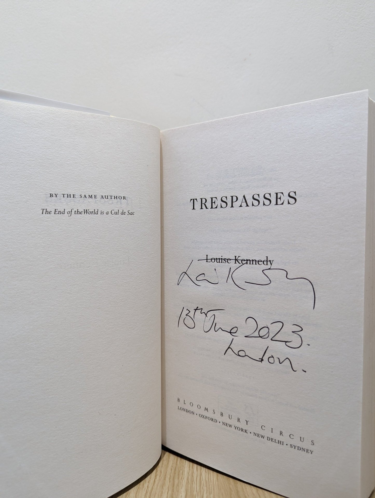 Trespasses by Louise Kennedy (Signed Dated First Edition) - Fialta Books