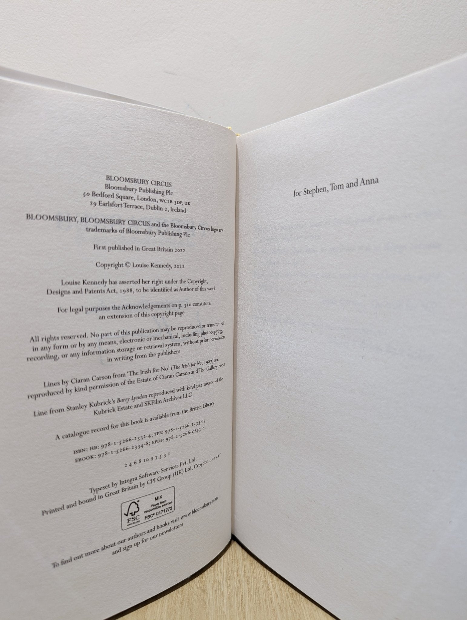 Trespasses by Louise Kennedy (Signed First Edition) - Fialta Books