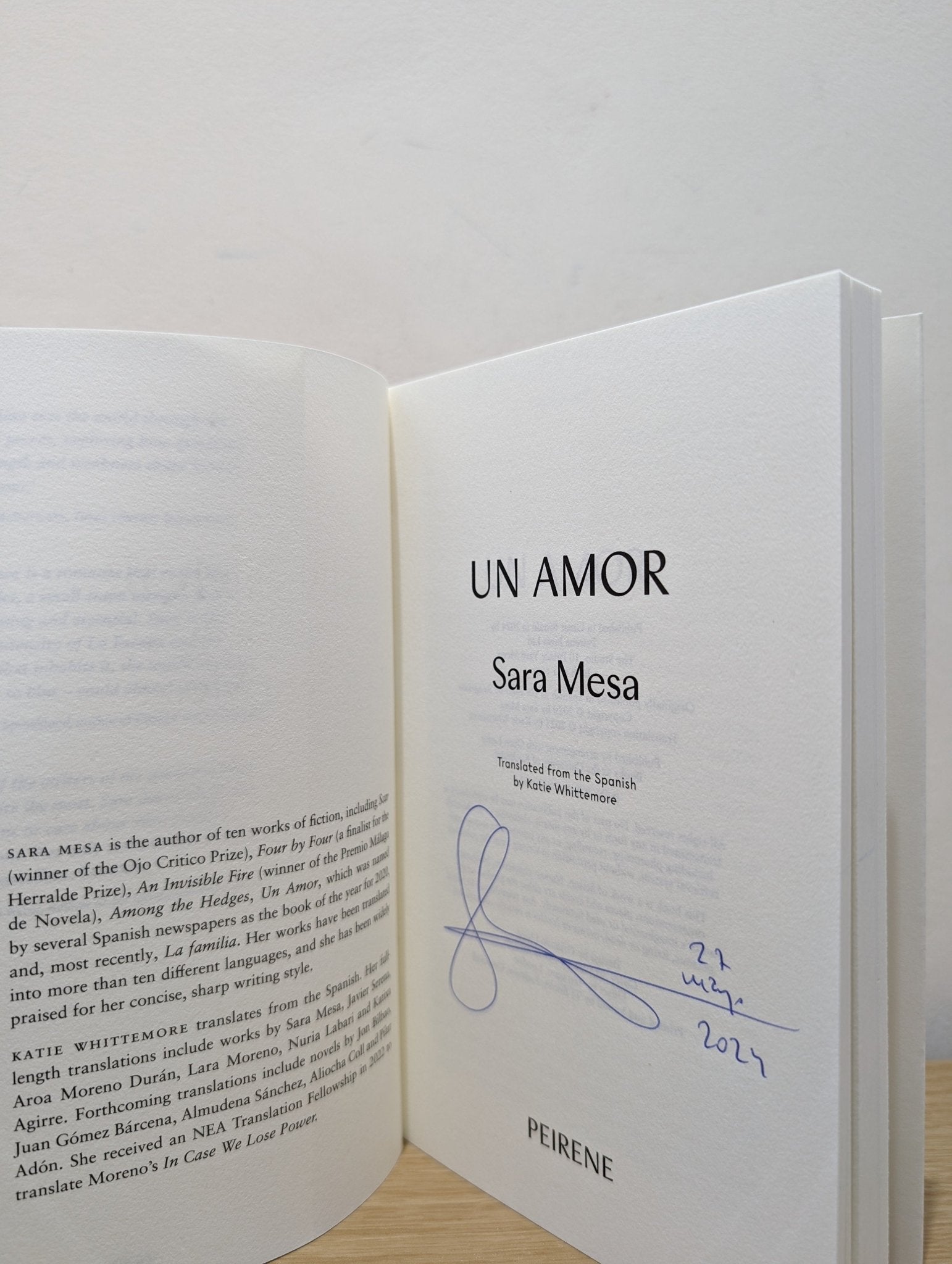 Un Amor by Sara Mesa (Signed First Edition) - Fialta Books