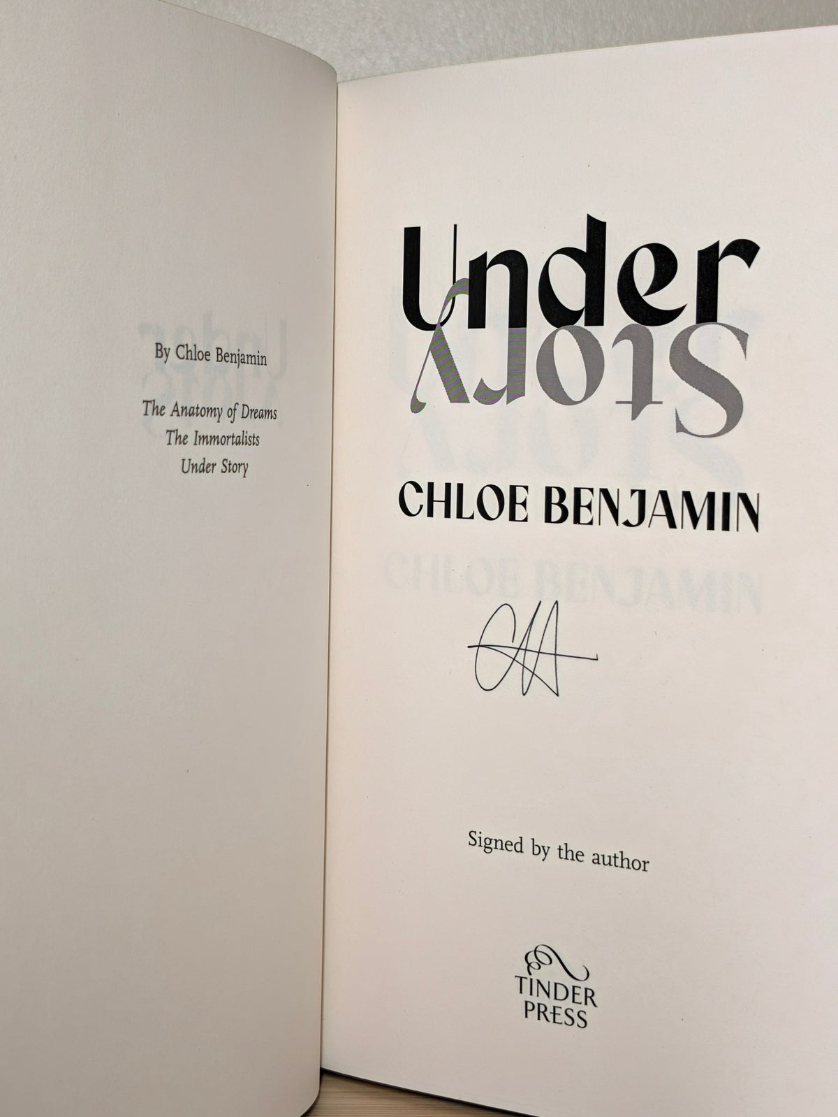 Under Story by Chloe Benjamin (Signed First Edition with sprayed edges) - Fialta Books