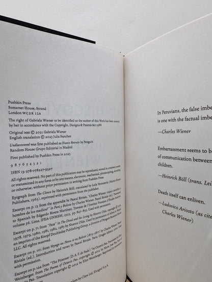 Undiscovered by Gabriela Wiener (First Edition) - Fialta Books