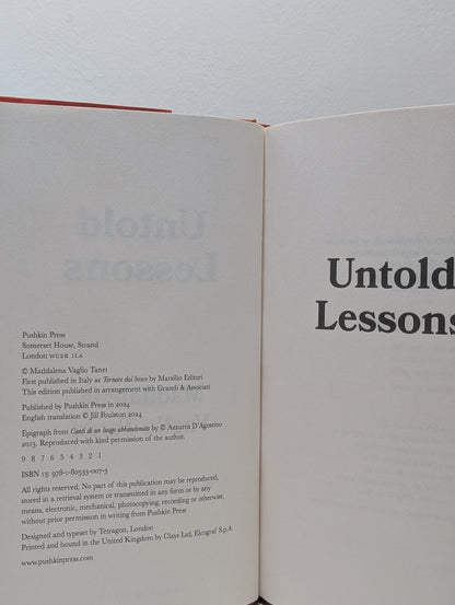 Untold Lessons by Maddalena Vaglio Tanet (Signed First Edition) - Fialta Books