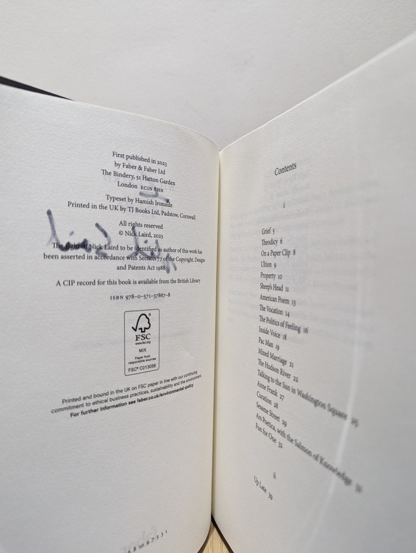 Up Late by Nick Laird (Signed First Edition) - Fialta Books