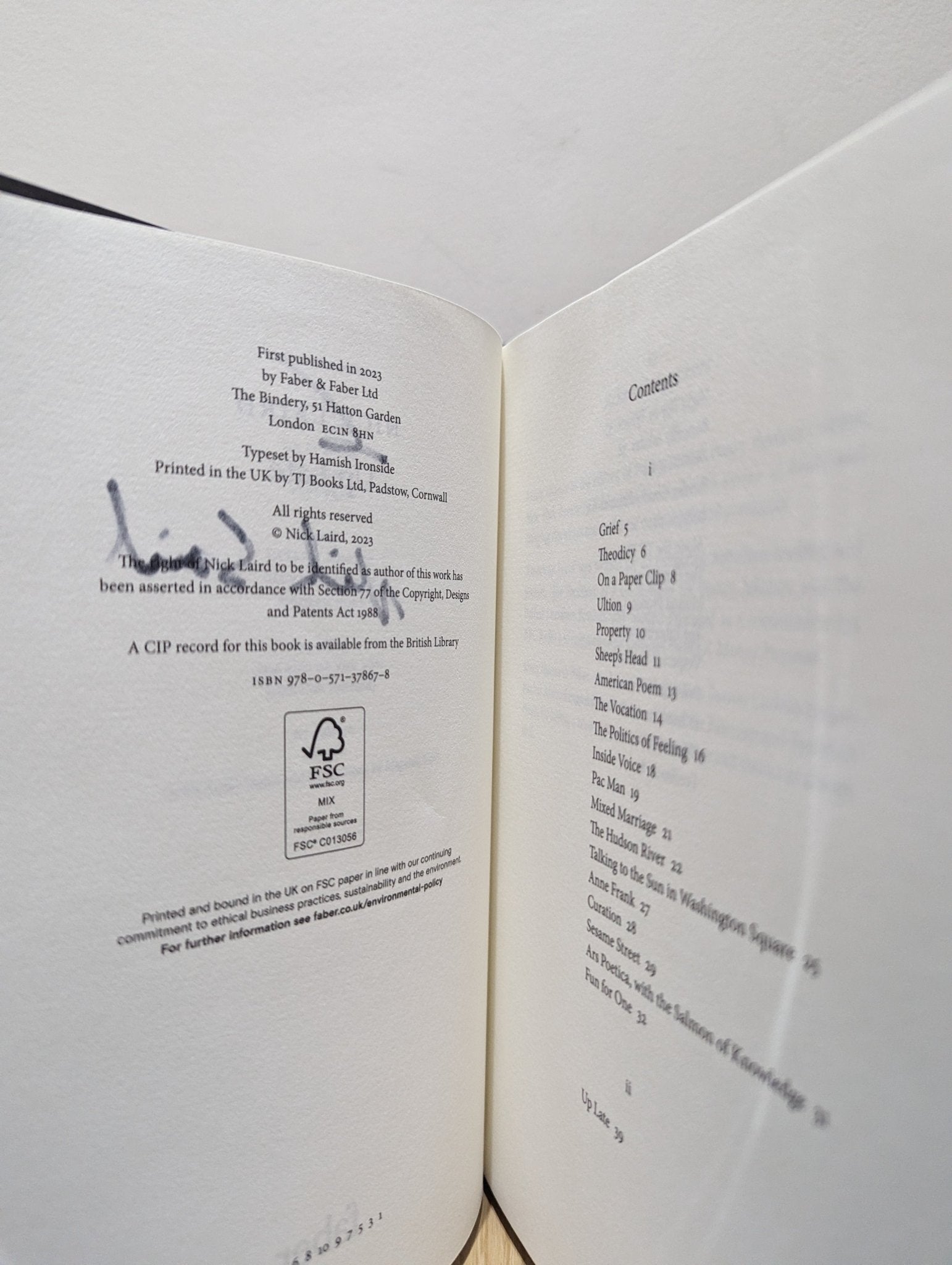 Up Late by Nick Laird (Signed First Edition) - Fialta Books