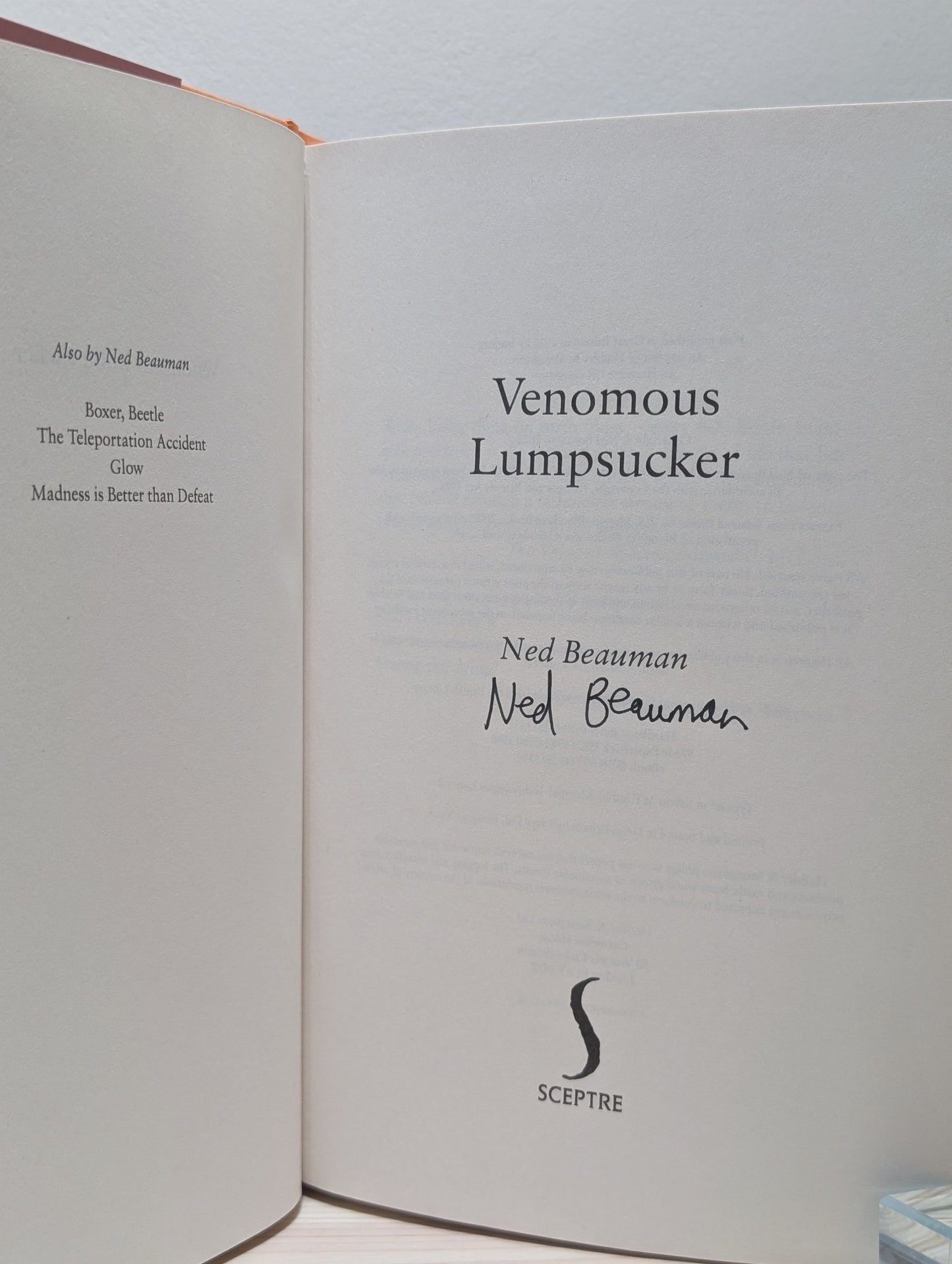 Venomous Lumpsucker by Ned Beauman (Signed) - Fialta Books