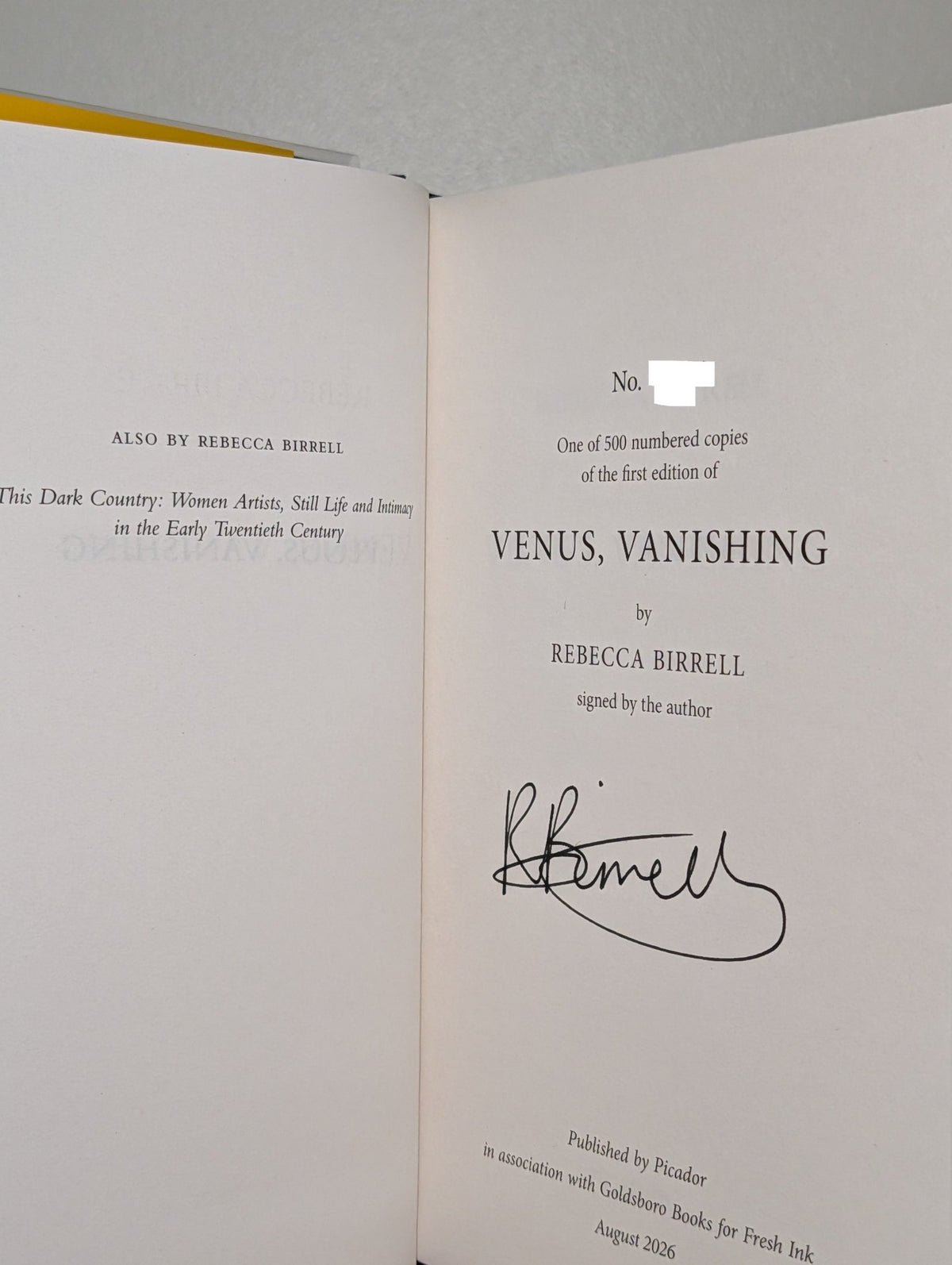 Venus, Vanishing by Rebecca Birrell (Signed Numbered First Edition) - Fialta Books