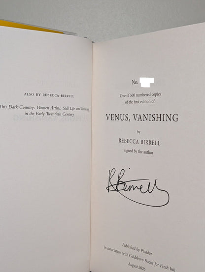 Venus, Vanishing by Rebecca Birrell (Signed Numbered First Edition) - Fialta Books