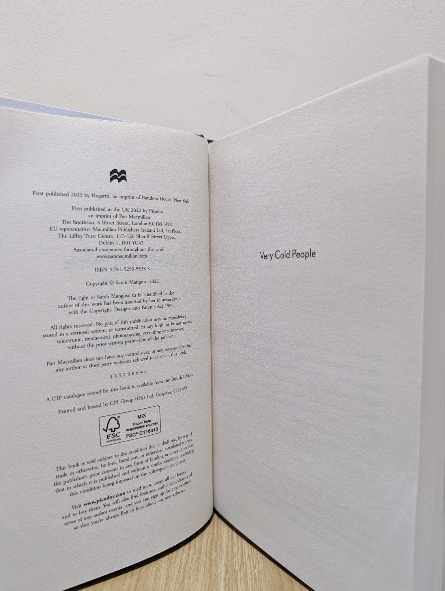 Very Cold People by Sarah Manguso (First Edition) - Fialta Books